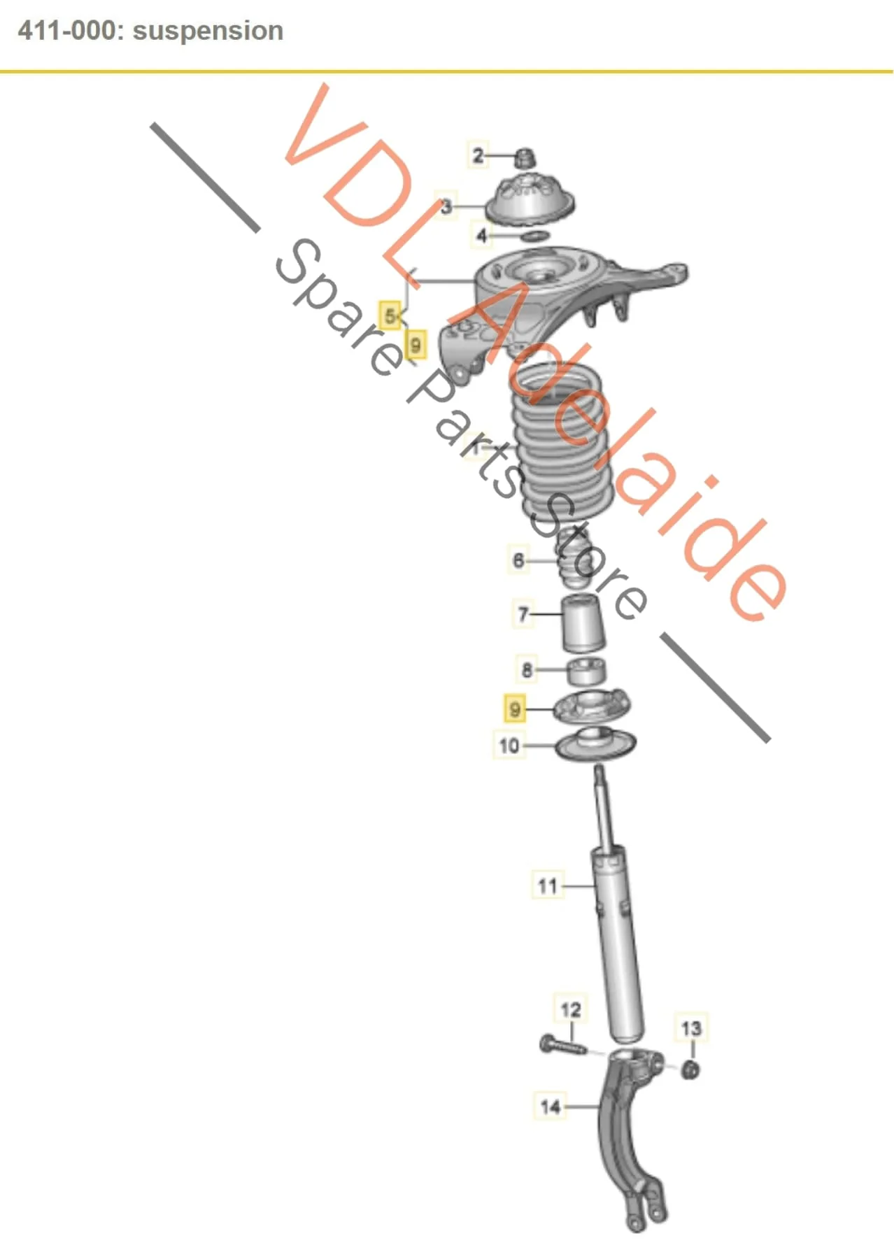 Audi A4 A5 Q5 Front Right Suspension Strut Top Mount Bush 8K0412392F 8R0412384 8R0412392A - Image 2