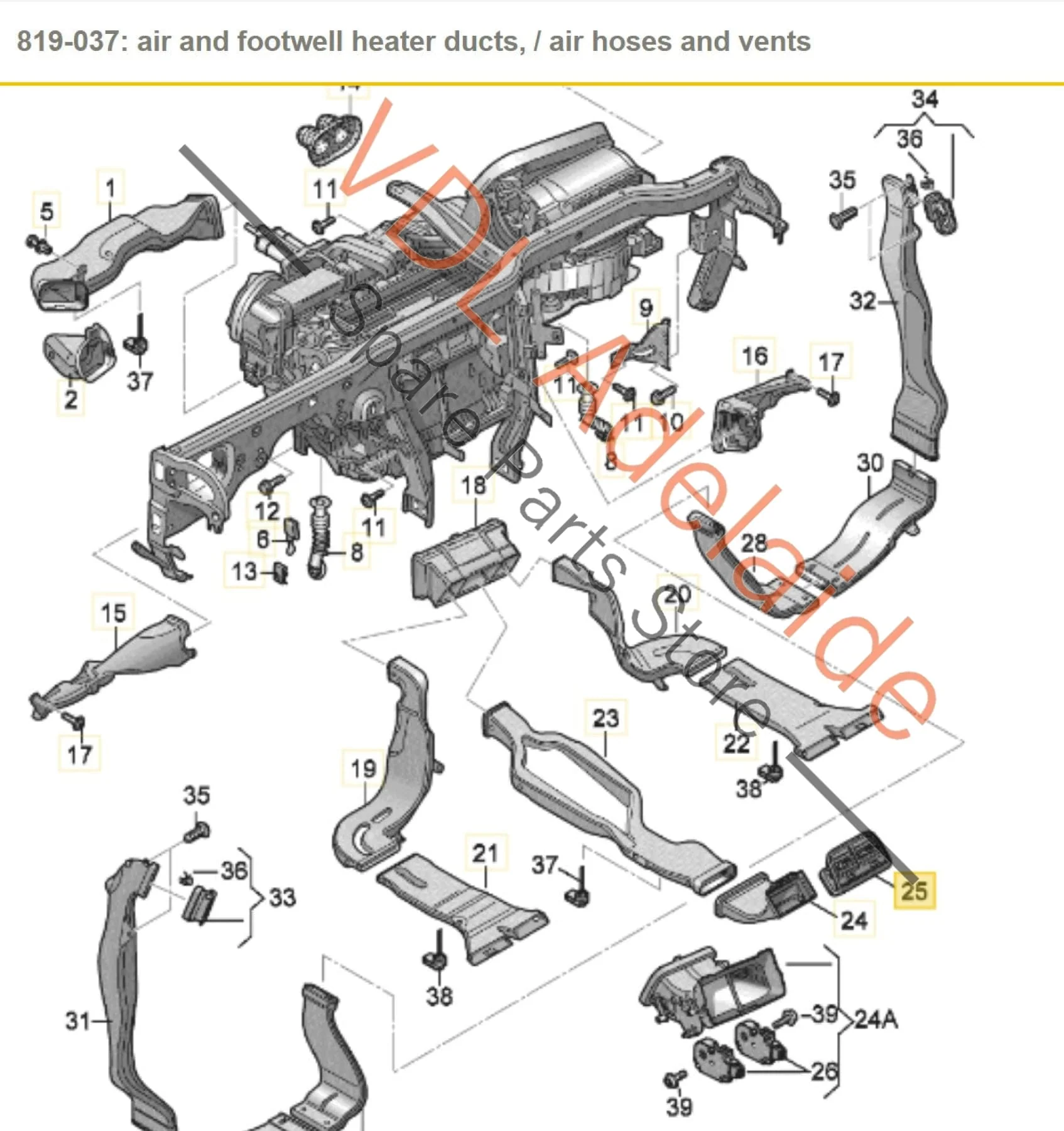 Audi A4 B8 8K Rear Centre Console Air AC Vent Grille 8K0819203J - Image 2