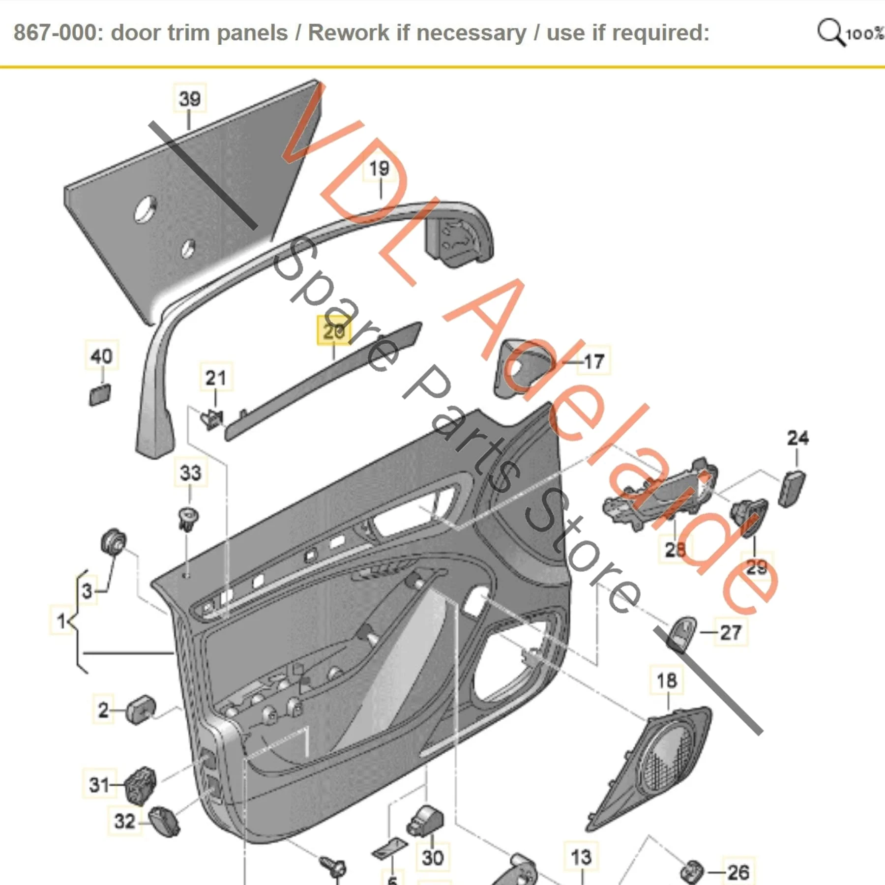 Audi A4 B8 8K Front Left Interior Door Trim Insert Steel Grey 8K0867409 - Image 2