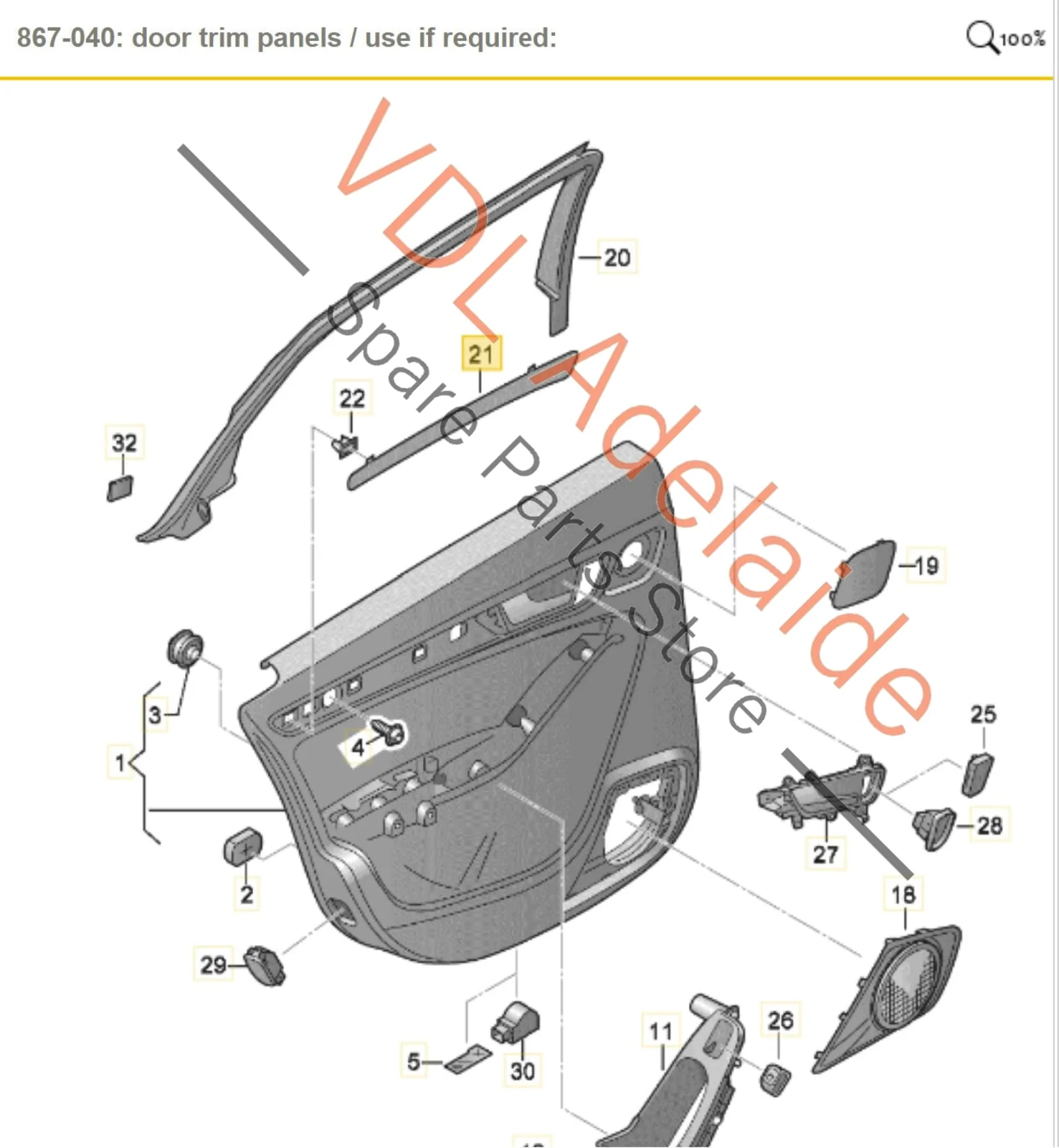 Audi A4 B8 8K Rear Left Interior Door Trim Insert Steel Grey 8K0867419 - Image 2