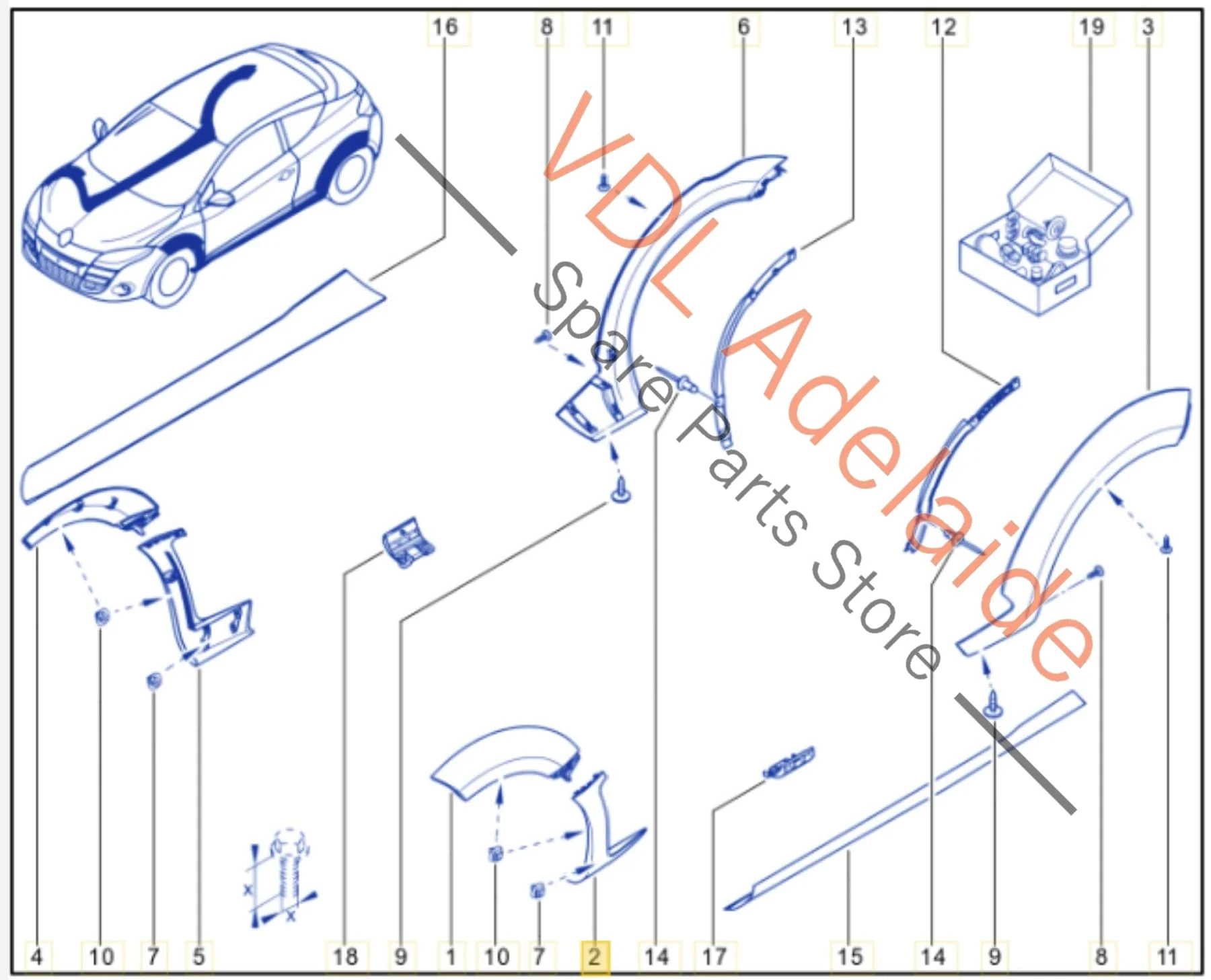 Renault Megane III DZ0/1 RS250 265 275 Front Left Lower Quarter Sill Exterior Molding Flare Wheel Arch Trim 768511309R 764366962R Oyster Grey - Image 2