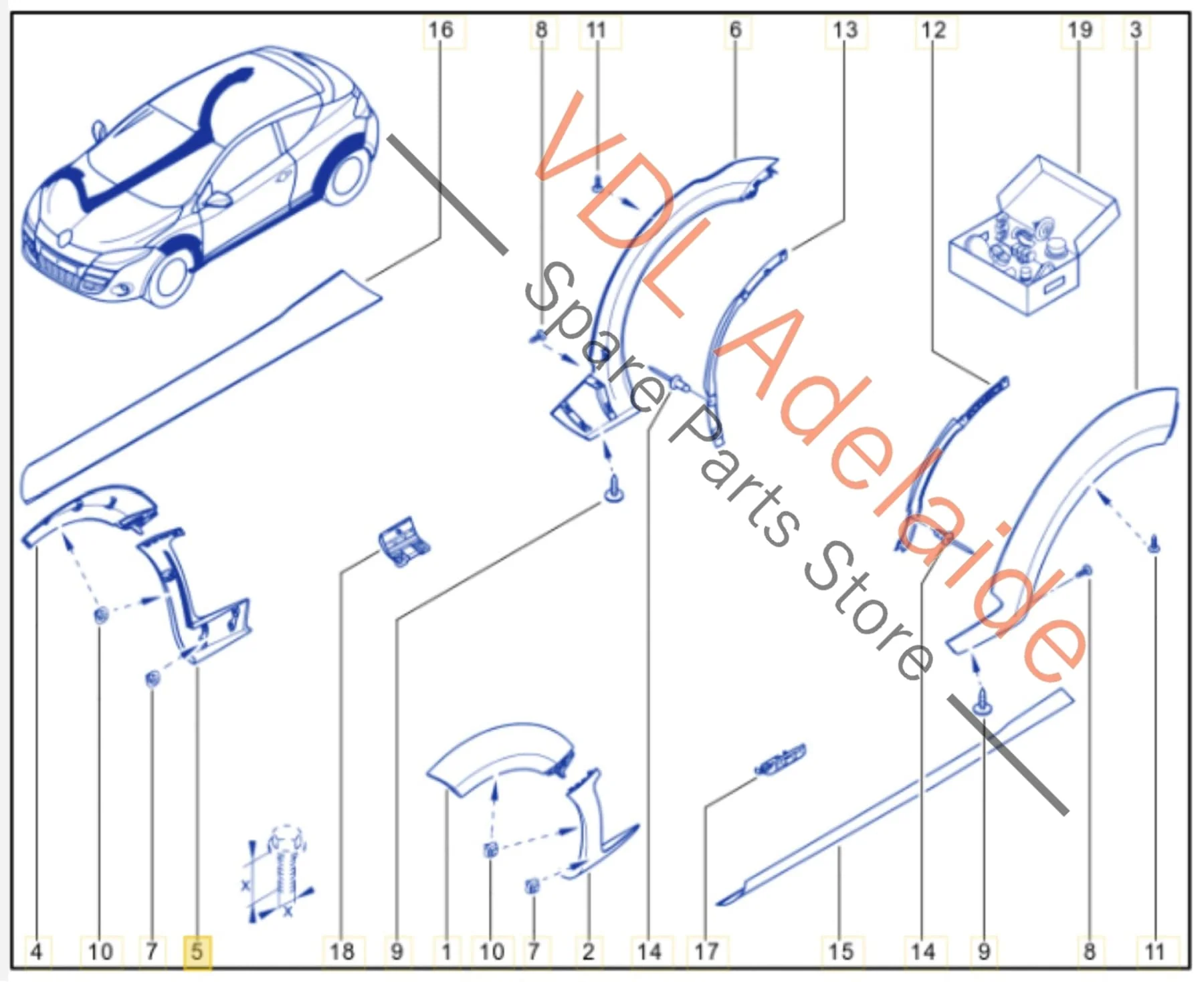 Renault Megane III DZ0/1 RS250 265 275 Front Right Lower Quarter Exterior Molding Flare Wheel Arch Trim 764366962R 764369867R Twilight Blue 472 - Image 2