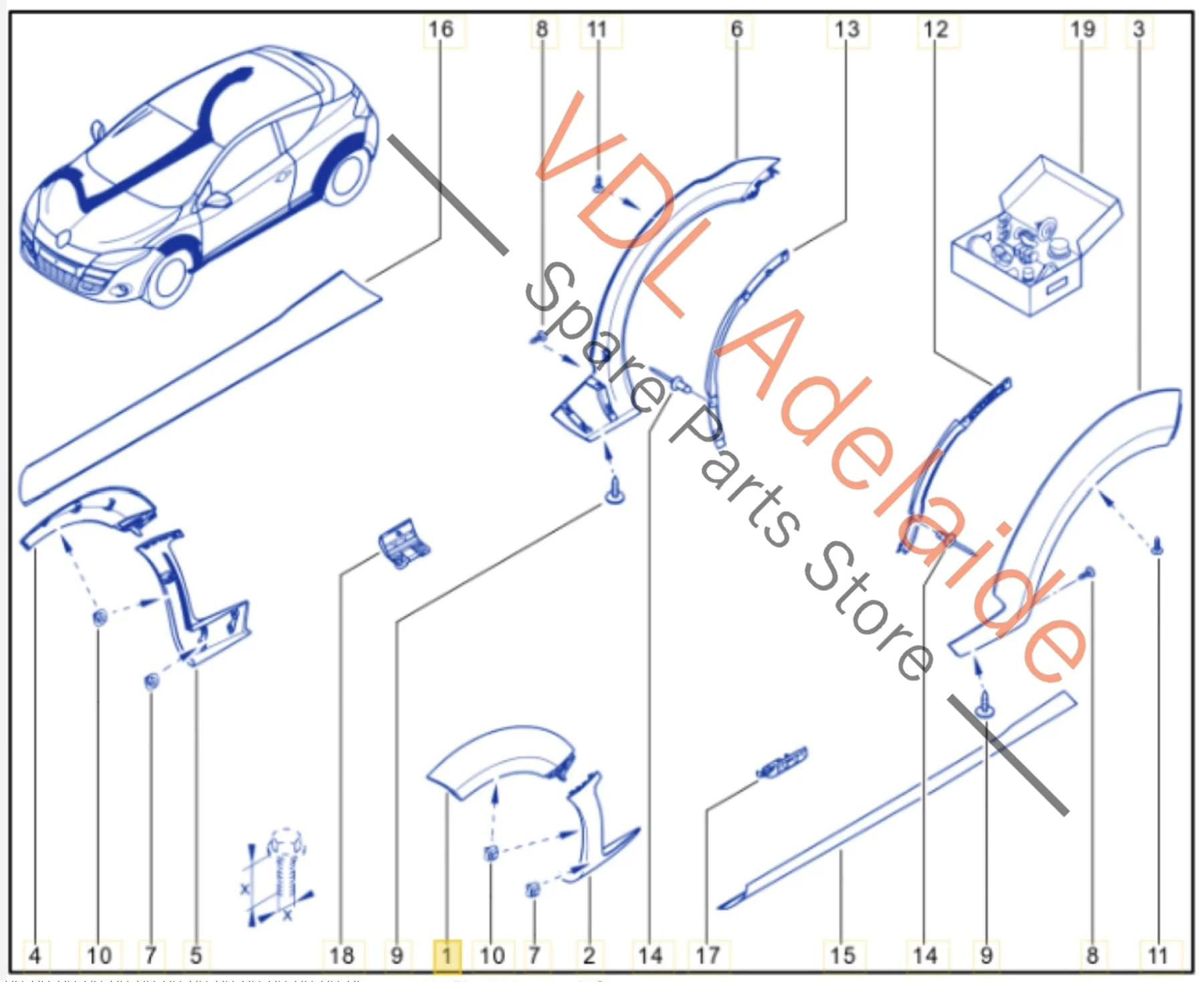 Renault Megane MK3 III RS250 RS265 RS275 Front Left Fender Flare Wheel Arch Trim Bodykit 638139434R 638130001R Twilight Blue 472 - Image 2