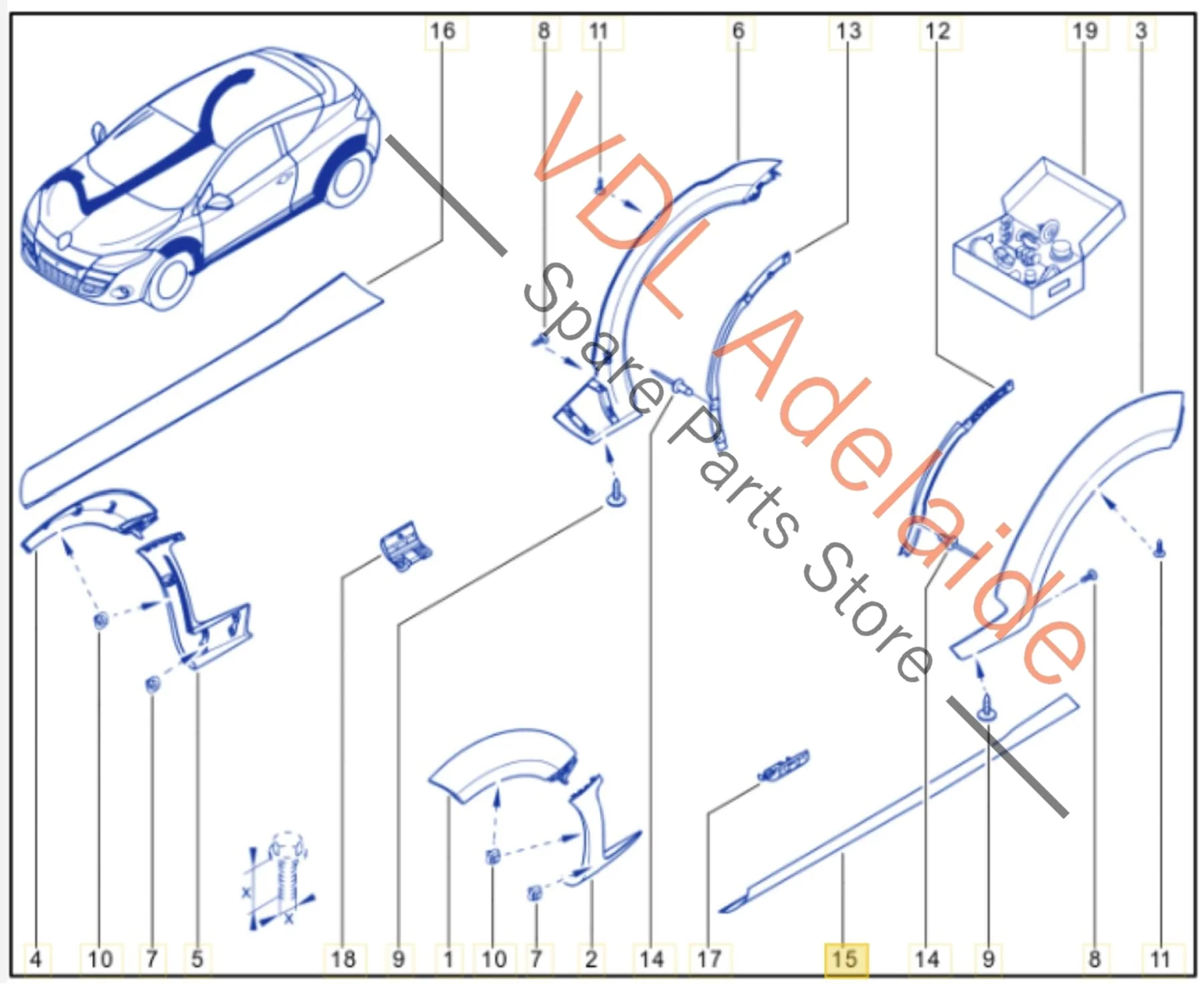 Renault Megane III DZ0/1 RS250 265 275 Left Side Exterior Sill Rocker Panel Molding Side Skirt Trim 764192275R 764193237R Twilight Blue 472 - Image 2