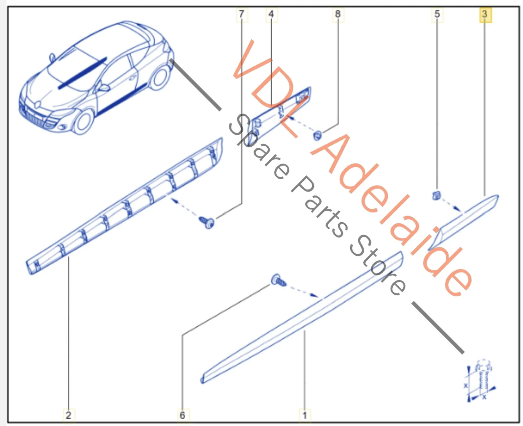 Renault Megane Left Side Rear Exterior Body Molding 768579138R 768570131R - Image 2