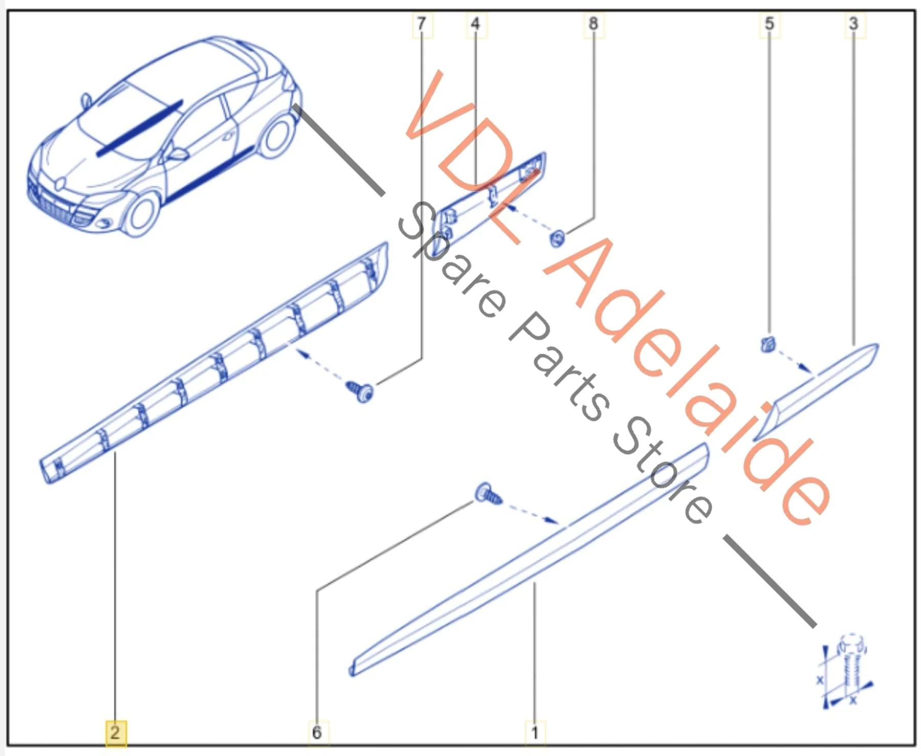 Renault Megane Right Side Rear Exterior Door Molding 801860012R 801864336R TEGNE - BLACK - Image 2