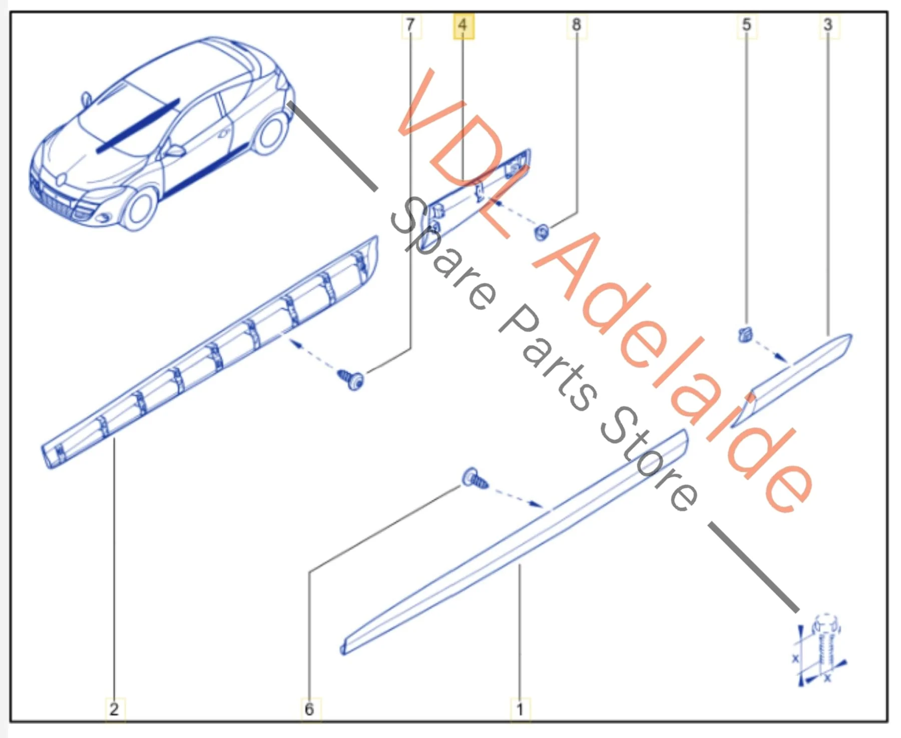 Renault Megane Right Side Rear Exterior Body Molding 768568852R 768560131R Twilight Blue - Image 2