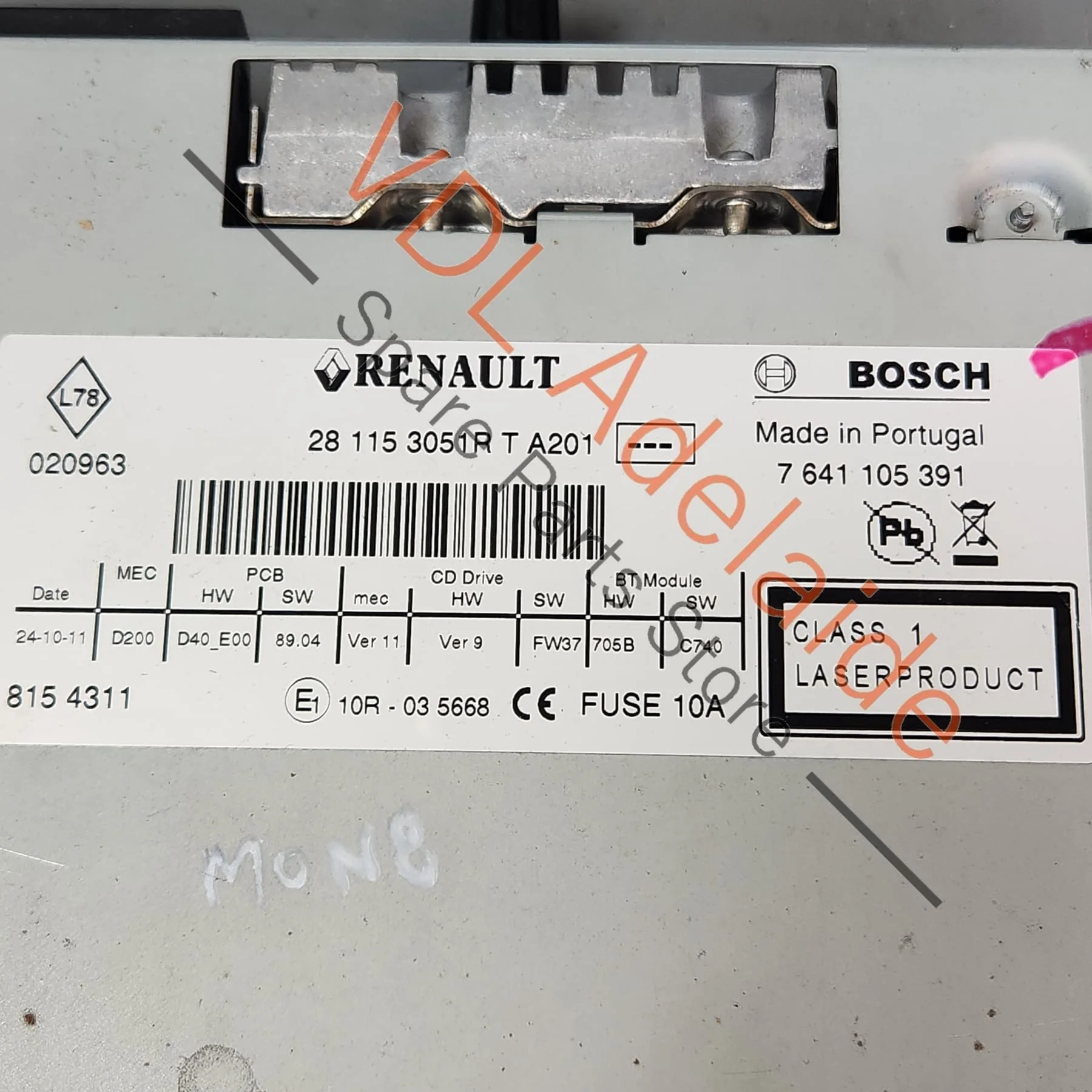 Renault Audio CD Radio Player Stacker Unit 281153051R - Image 2
