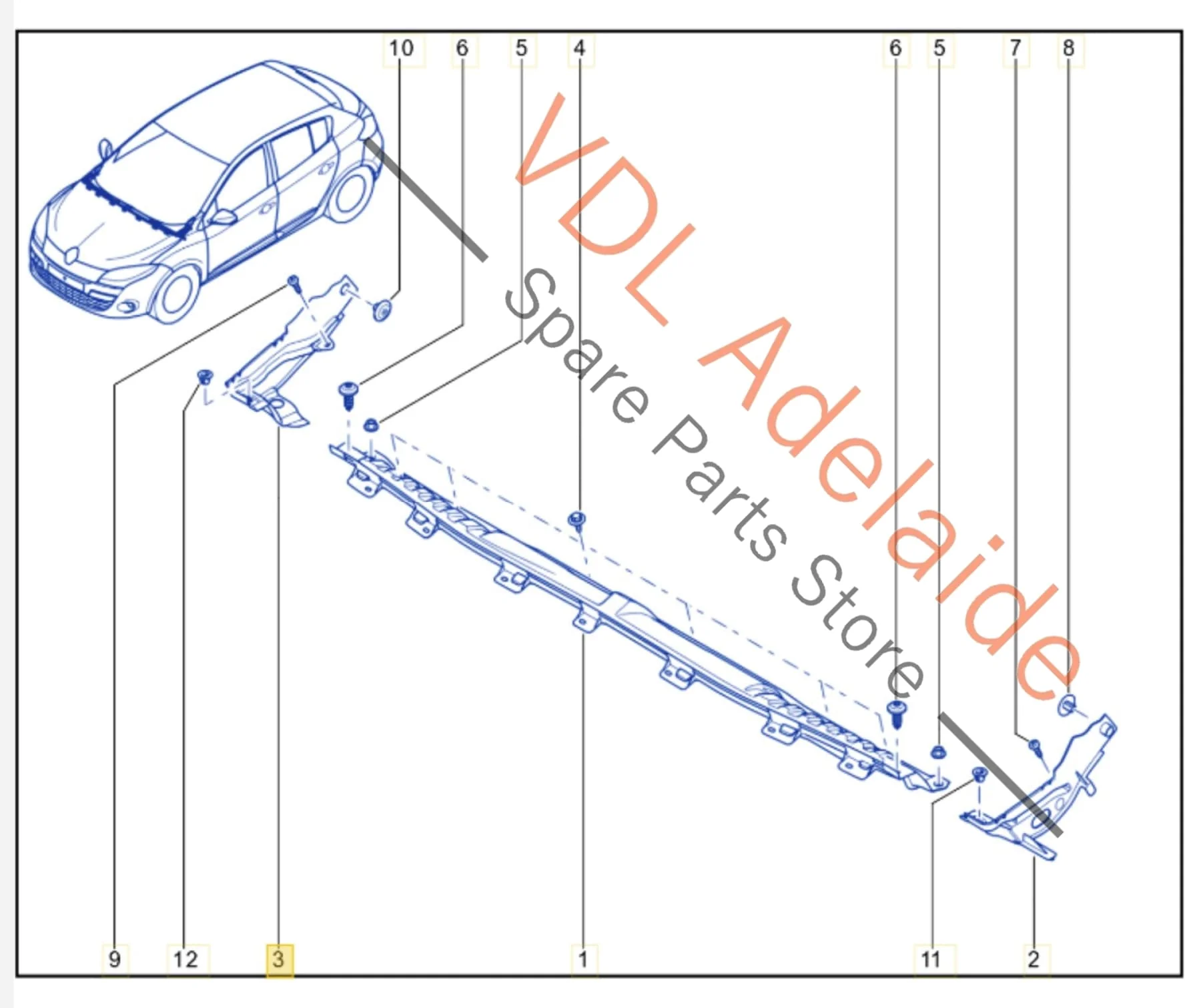 Renault Megane Windscreen Waterbox Scuttle Panel Right Side Trim Molding Bracket 668620008R - Image 2