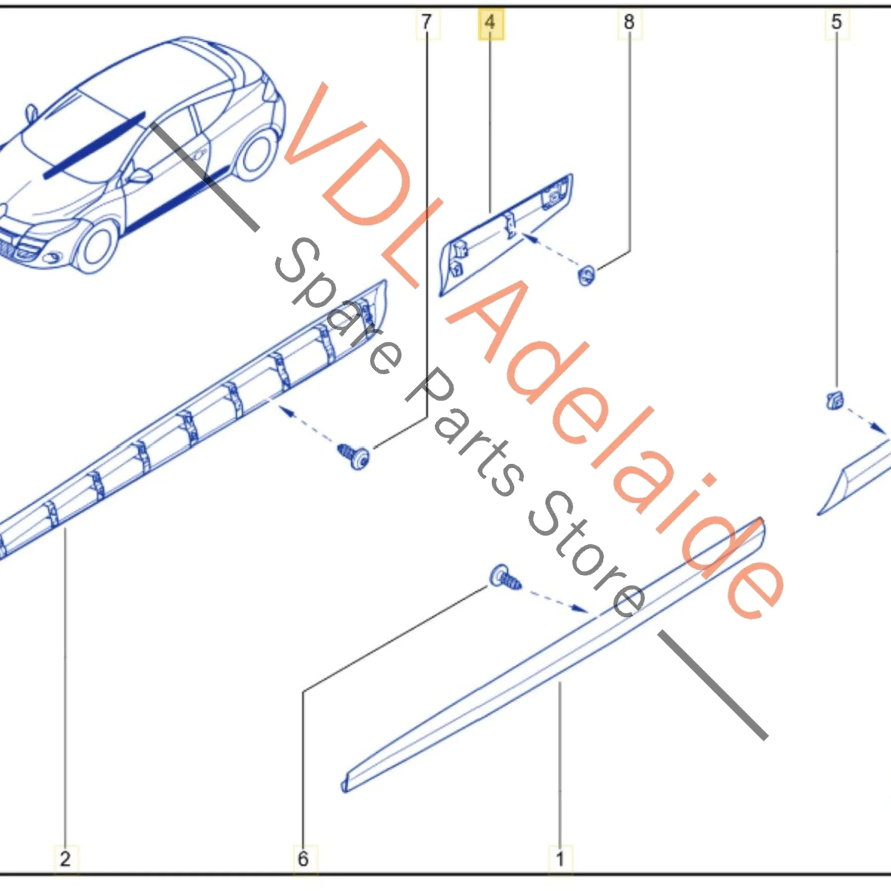 Renault Megane Right Side Rear Exterior Body Molding 768568852R 768560131R - Image 2