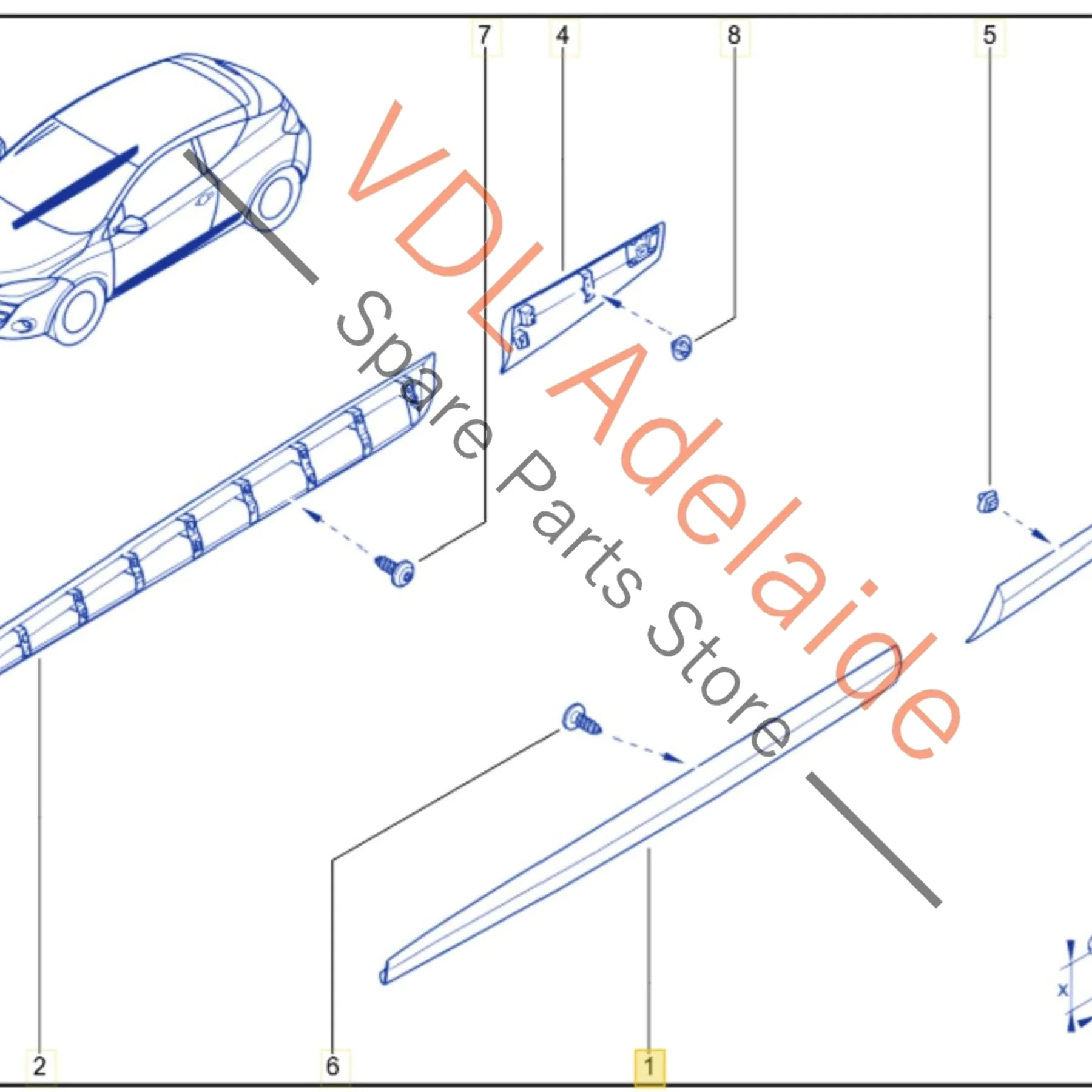 Renault Megane Left Side Rear Exterior Door Molding 808774483R 808770008R Oyster Grey - Image 2