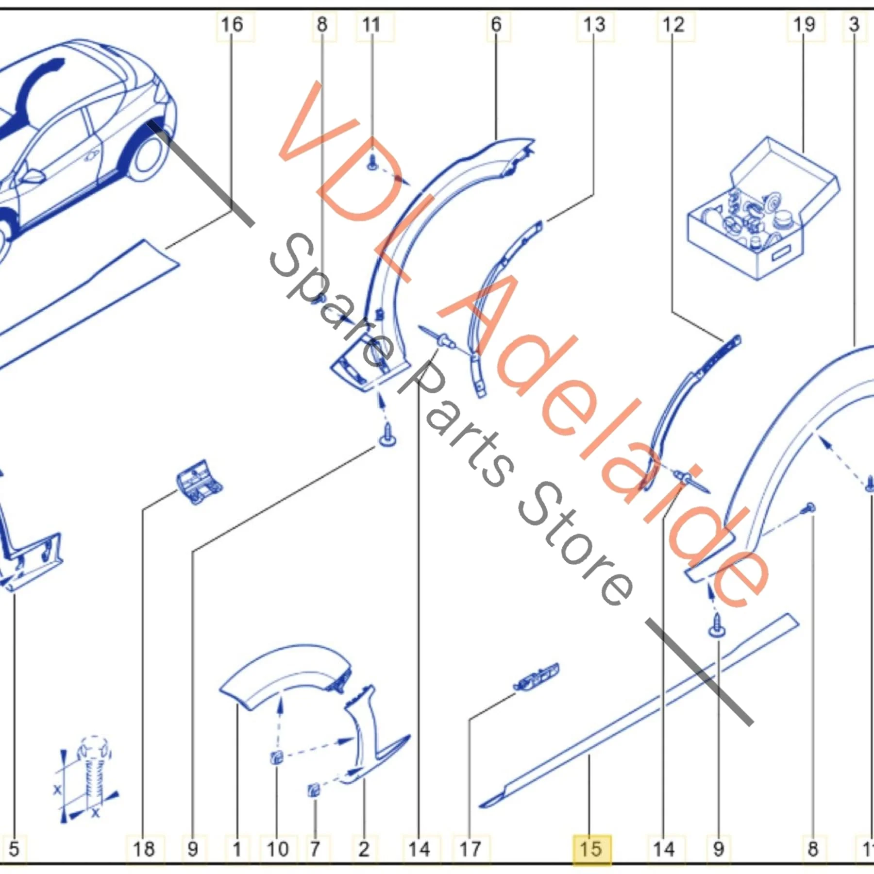 Renault Megane Left Side Sill Panel Rocker Molding 764192275R 764193237R Oyster Grey - Image 2