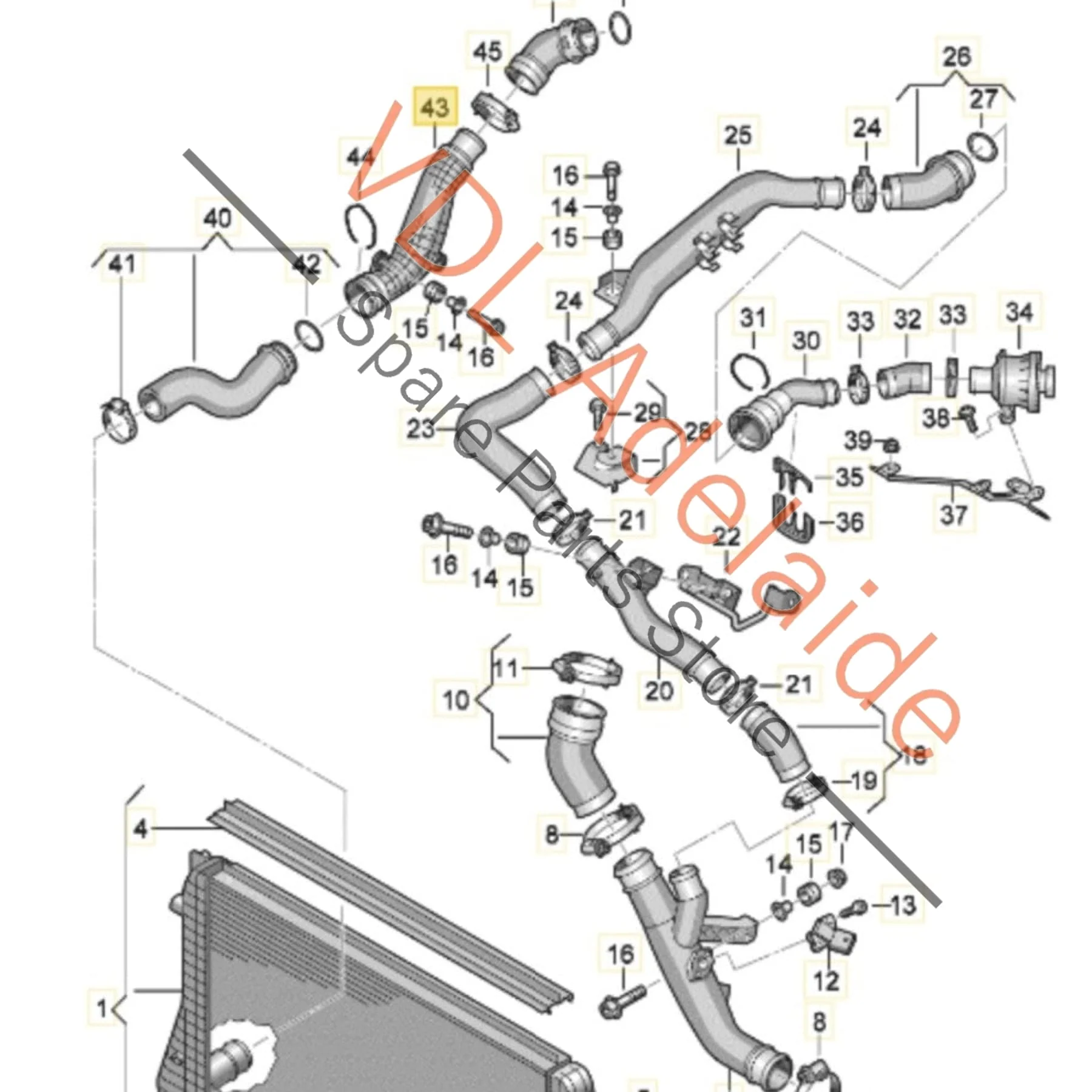 VW Golf MK6 Intercooler Charge Air Pipe 1K0145840R - Image 2