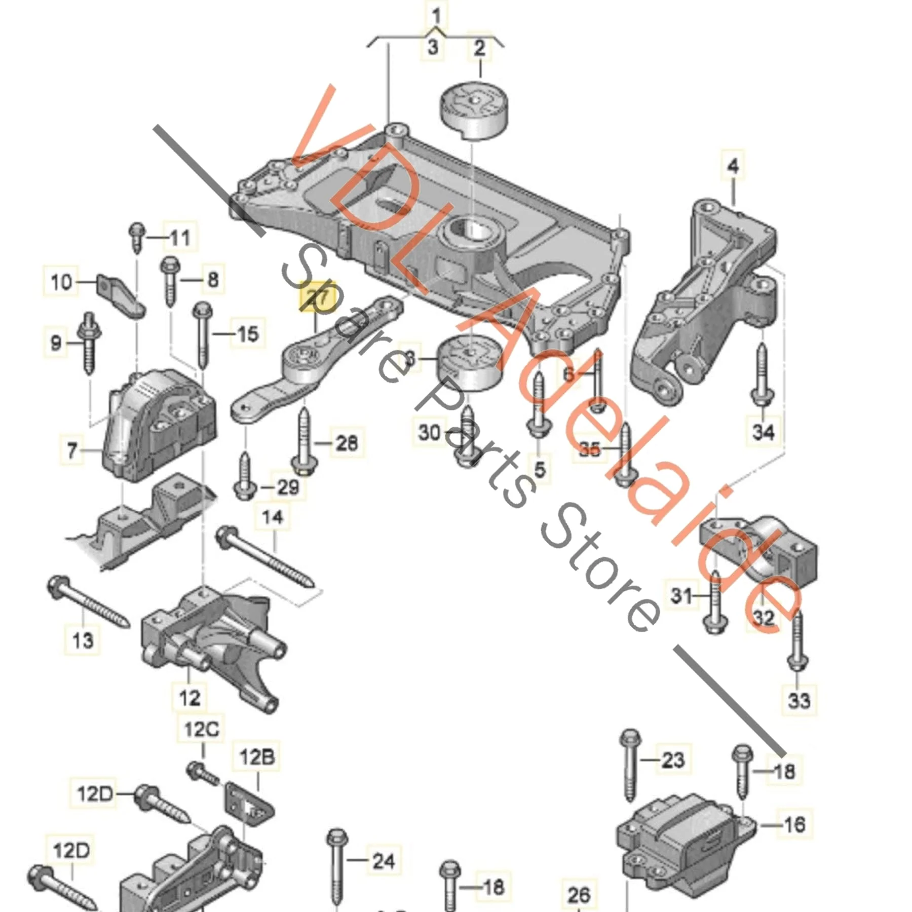VW Golf MK6 Lower Engine Pendulum Mount 1K0199855BJ 1K0199855BB - Image 2