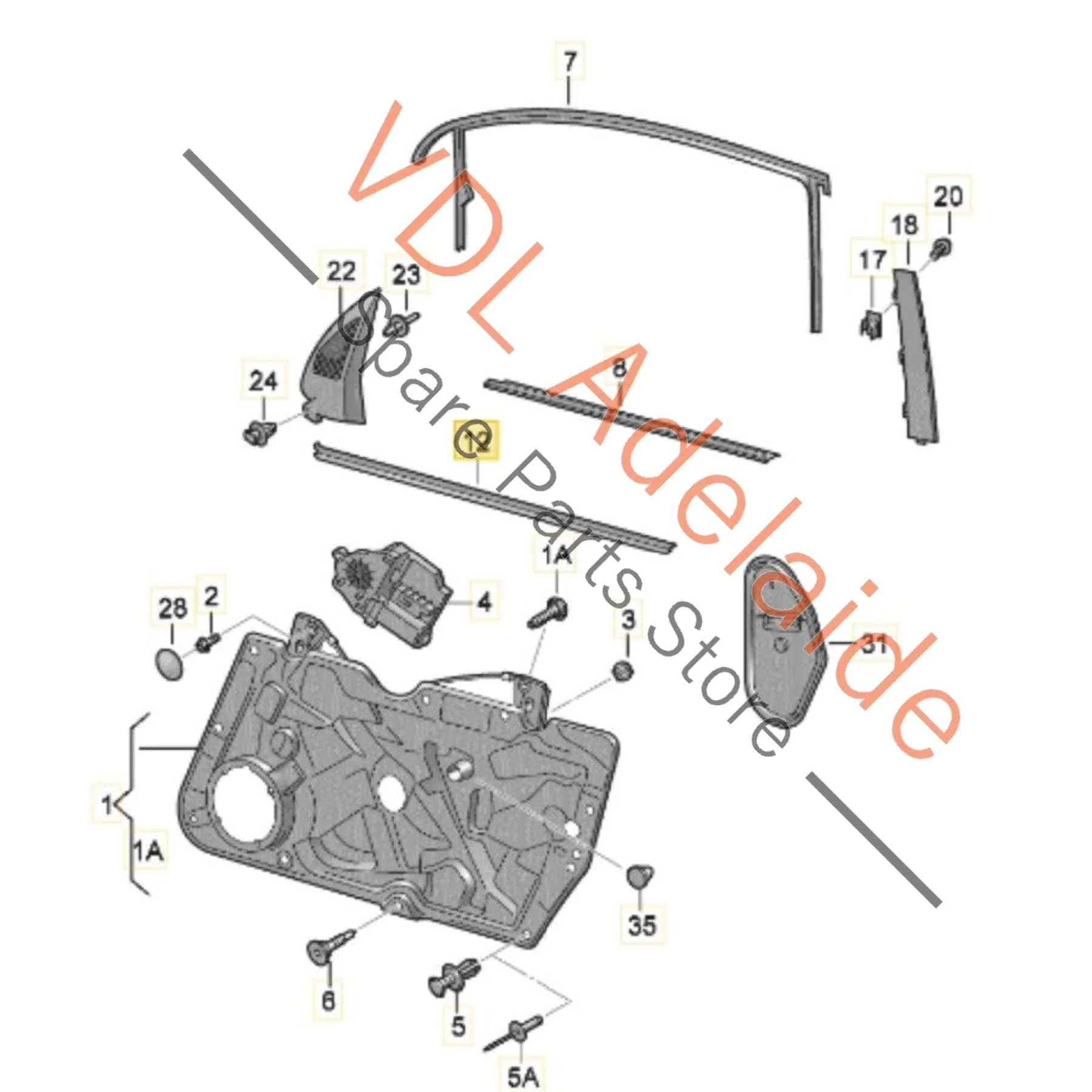 VW Golf MK6 Front Left Door Window Molding Weather Strip Aperture Seal 5K4837479B 5AP - Image 2