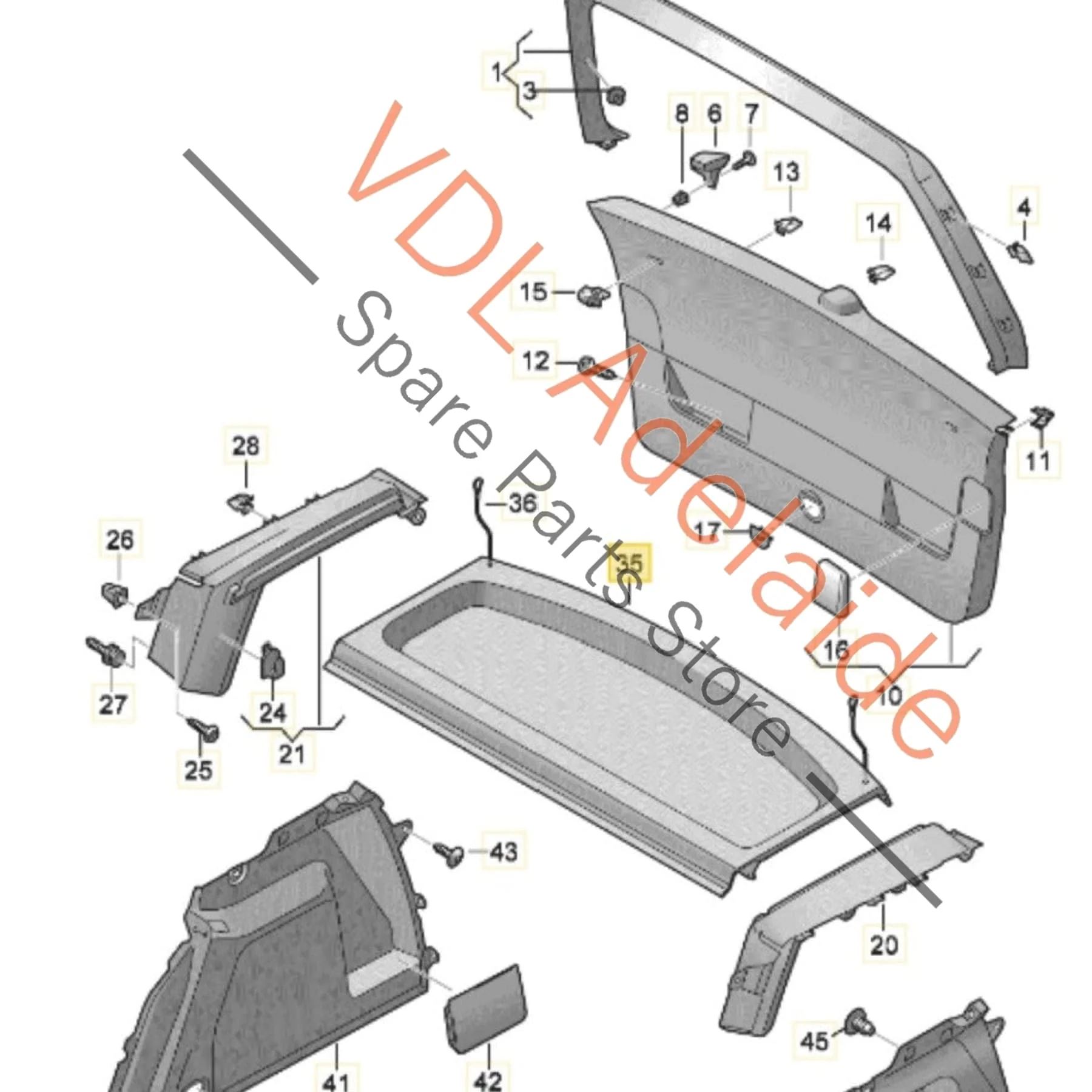 VW Golf MK6 Luggage Cargo Compartment Cover Parcel Tray 1K6867769G 7T8 - Image 2