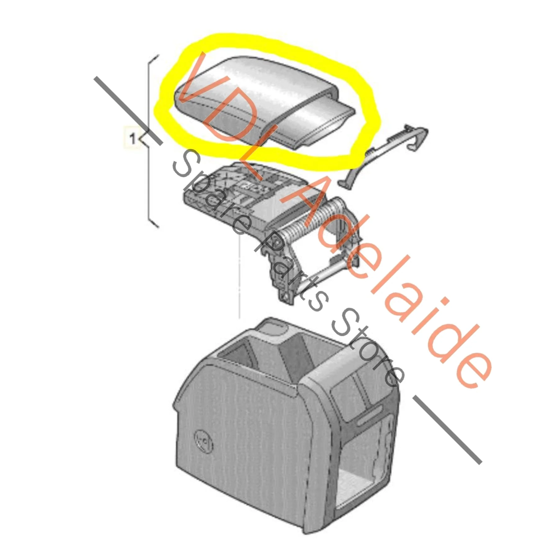 Genuine OEM VW Golf MK6 Gti Cloth Centre Middle Arm Rest Red Stitching Interior Trim 5K0061123 82V - Image 3