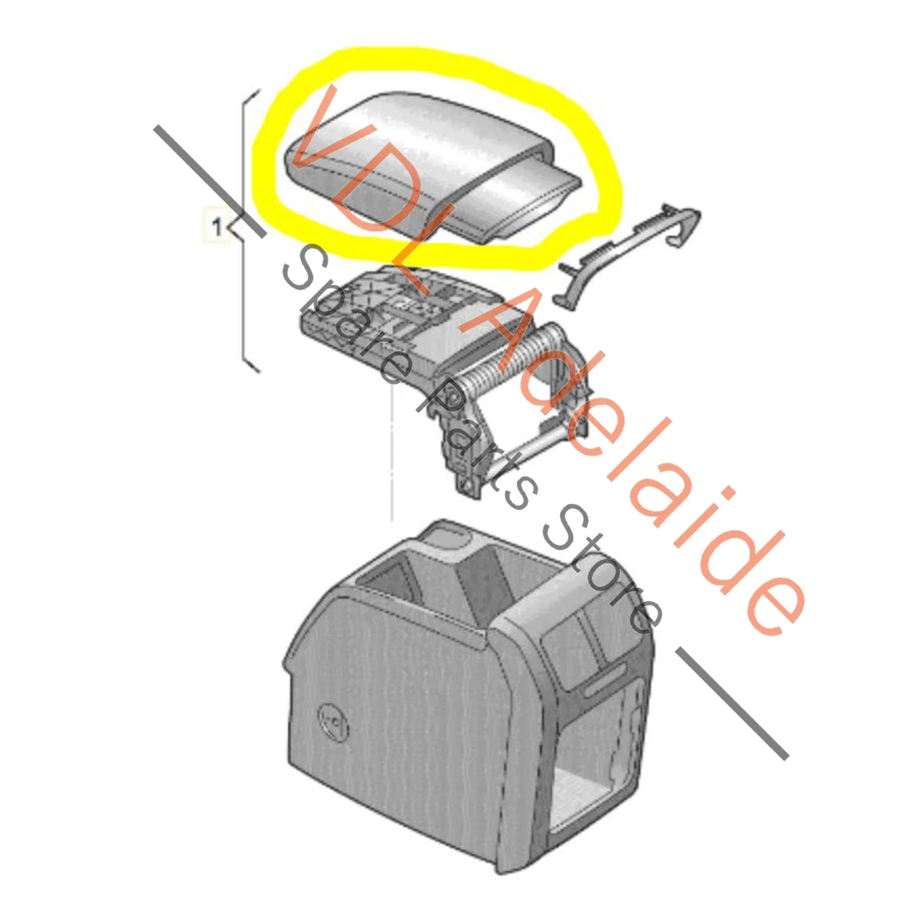 Genuine OEM VW Golf MK6 Gti Cloth Centre Middle Arm Rest Red Stitching Interior Trim 5K0061123 82V - Image 2