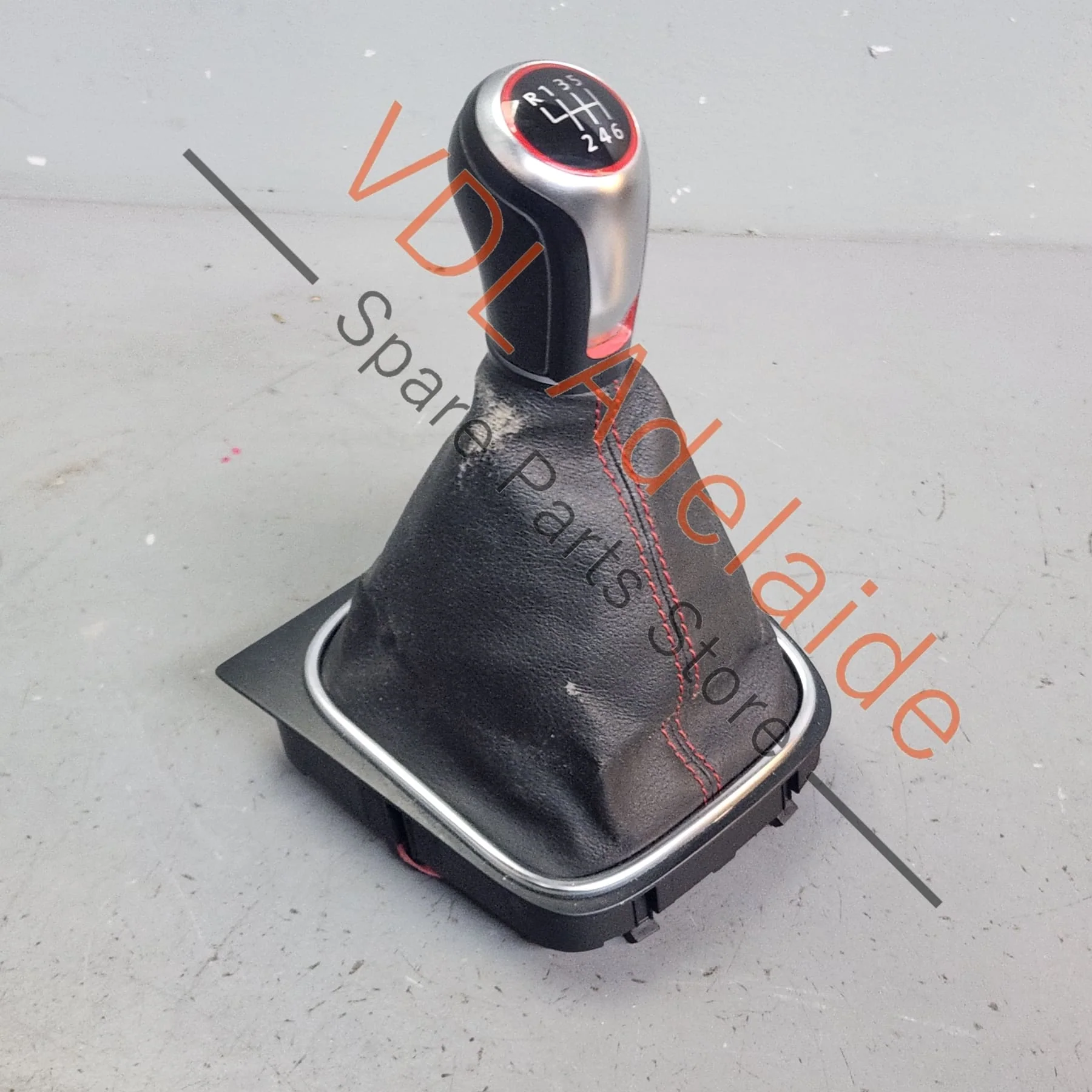 VW Golf MK6 Gti Manual Gear Stick Shifter Knob Boot Leather Red Stitch 5K0711113G XPR - Image 4