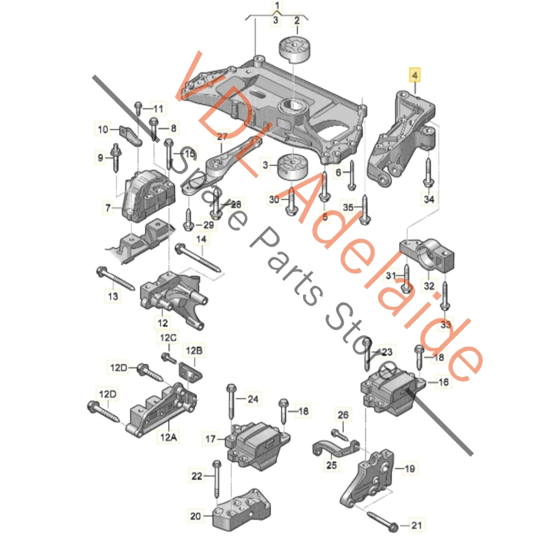 VW Golf MK6 Alloy K Frame Suspension Mounting Bracket Right 1K0199296E - Image 2