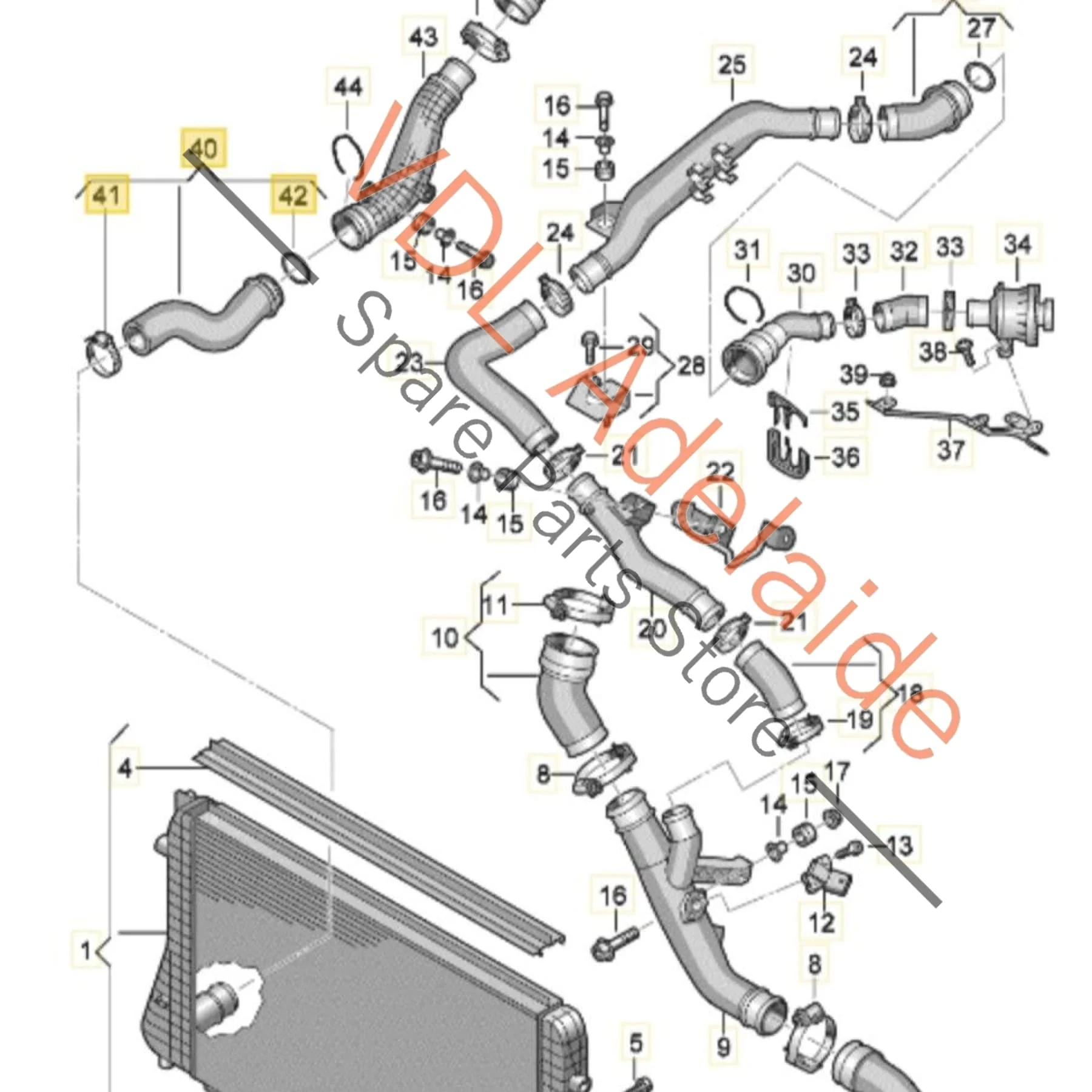 VW Golf MK6 Intercooler Connecting Hose 1K0145832AT 1K0145832AD - Image 2