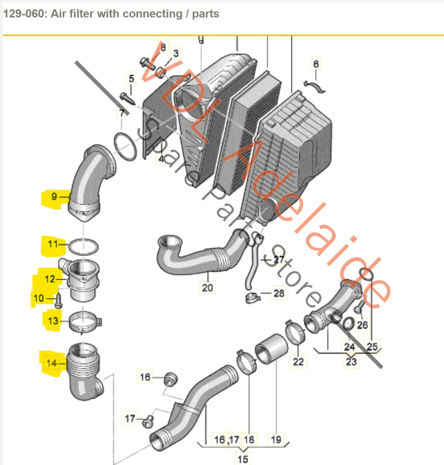 VW Touareg 7L 5.0L Air Filter Left Intake Pipe & MAF Sensor 074906461B - Image 2