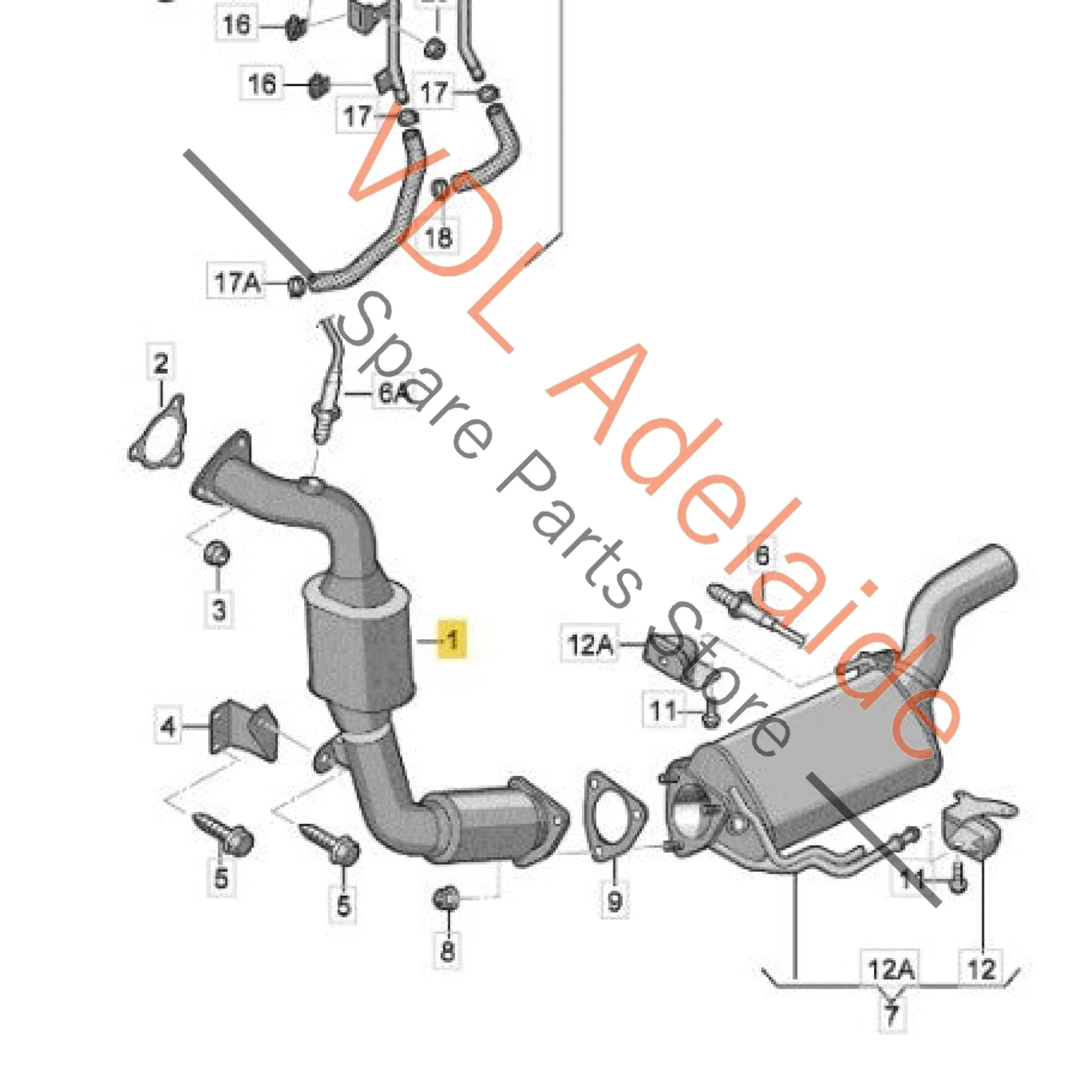 VW Touareg 7P 2011-2017 Exhaust Down Pipe with Catalyst Catalytic Converter 7L8254301X CJGA, CJGC, CJMA, CRCA - Image 2