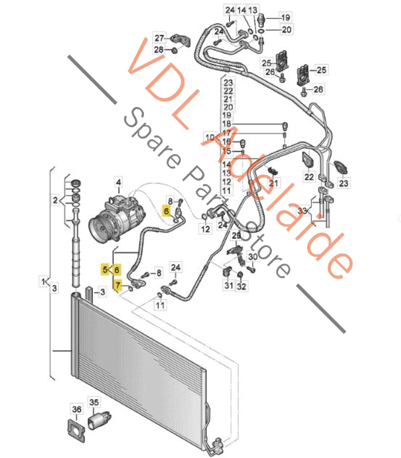VW Touareg 7P AC Refrigerant Hose Pipe 7P0820721D - Image 2