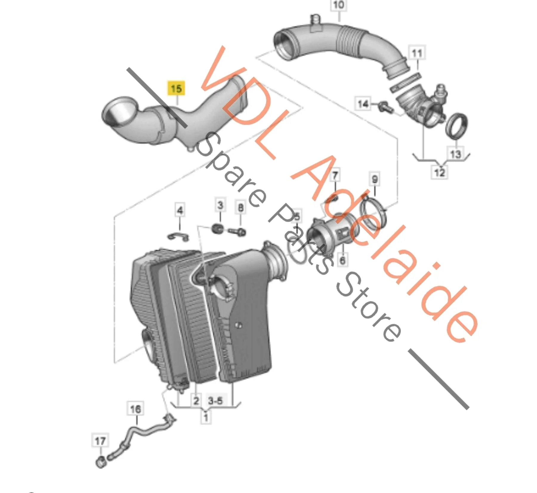 VW Touareg 7P Air Duct Intake Pipe before Air Filter 7P6129609A - Image 2