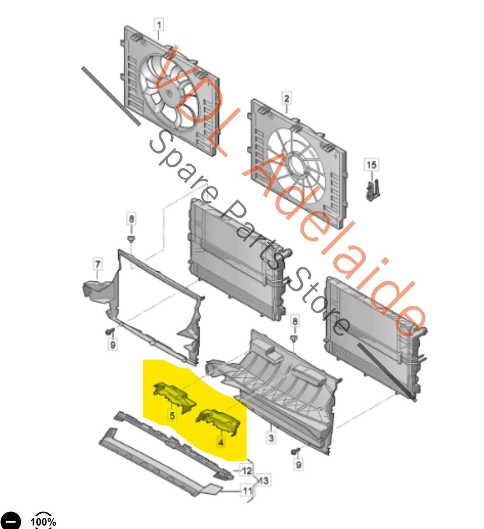 VW Touareg 7P Air Duct Set Above Radiator 7P6121395 7P6121396 - Image 2