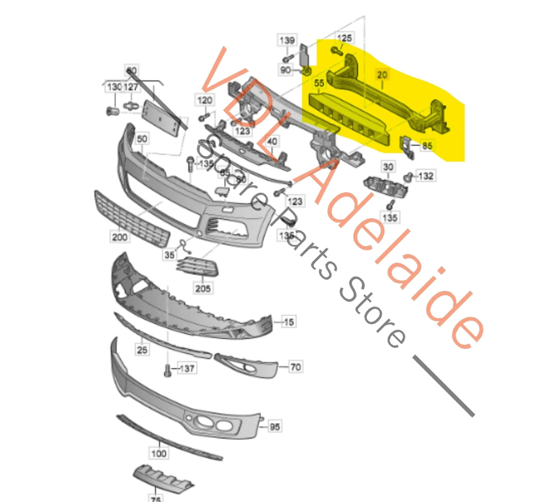 VW Touareg 7P Front Bumper Reo Reinforcement with Pedestrian Impact Foam 7P0807109D - Image 2