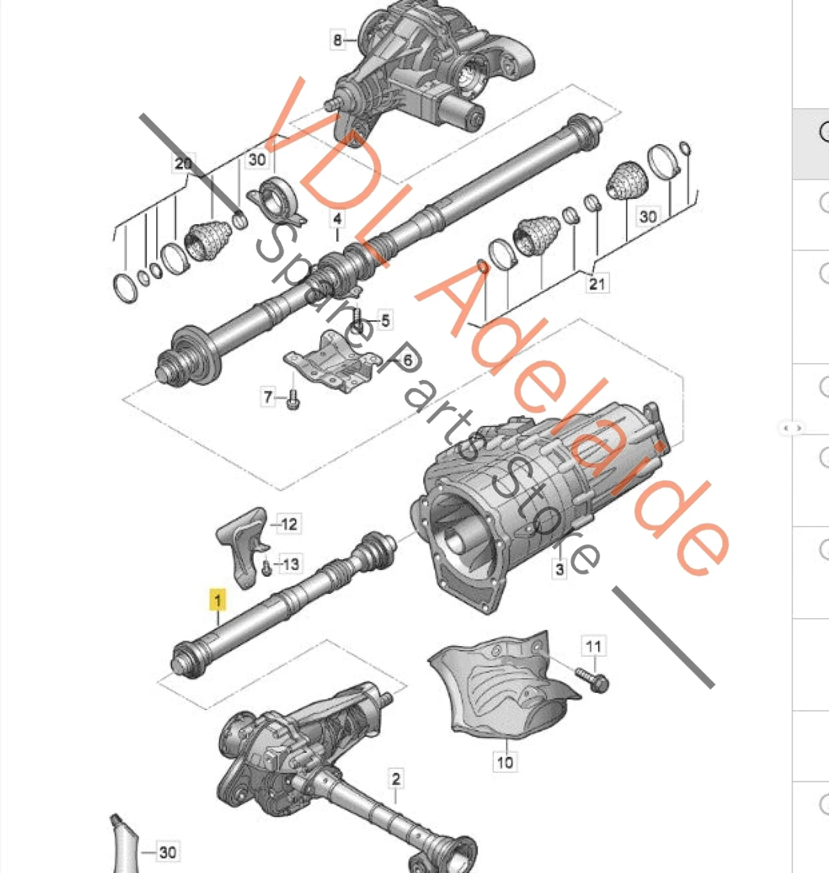 VW Touareg 7P Front Propeller Drive Shaft 7P0521101K - Image 3