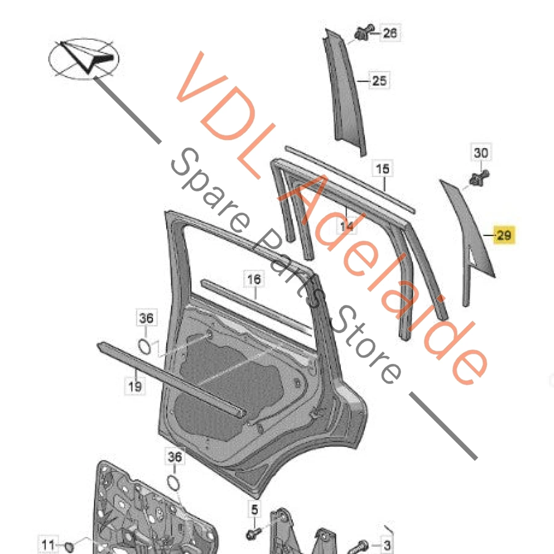 VW Touareg 7P Rear Left Door Exterior Trim 7P6839903C - Image 2