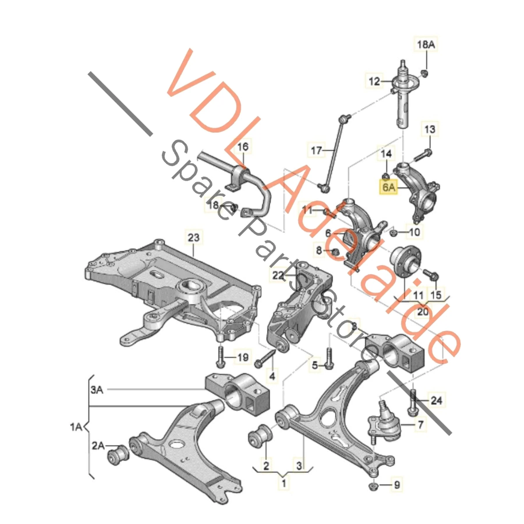 VW Golf Mk5 Left Front Wheel Bearing Housing Hub Knuckle Suspension 1K0407255AA - Image 2