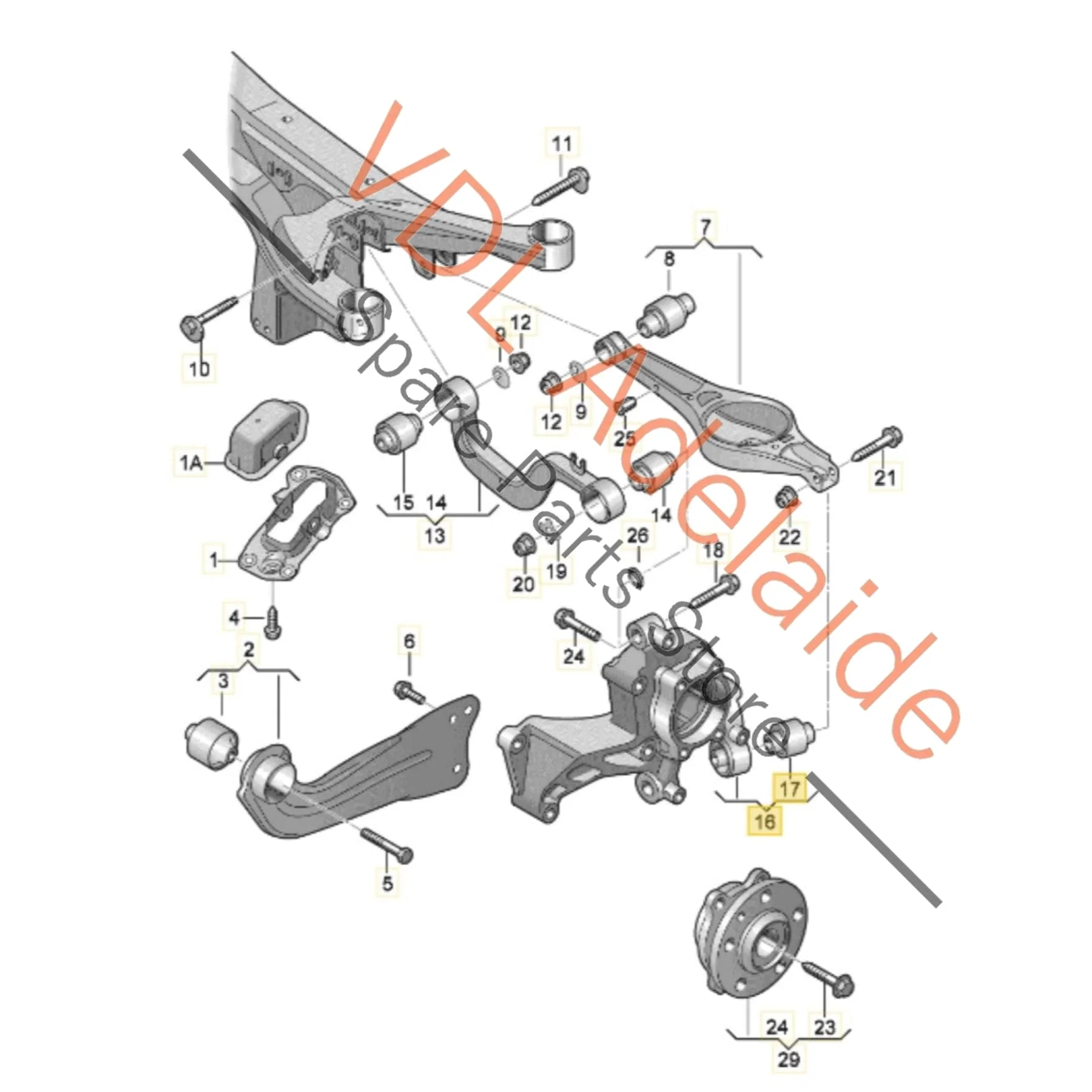 VW Golf Mk5 R32 Right Rear Wheel Bearing Housing Hub Knuckle Suspension 1K0505433 - Image 2