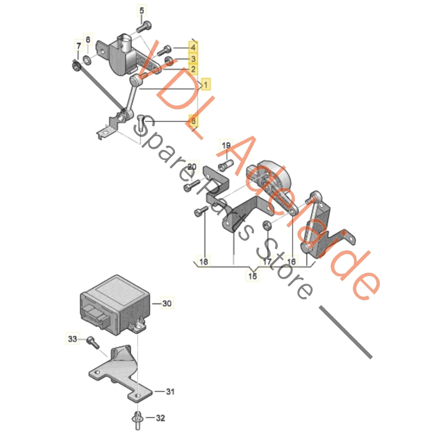 VW Golf R32 Front Suspension Level Sensor 1K0941274B - Image 3