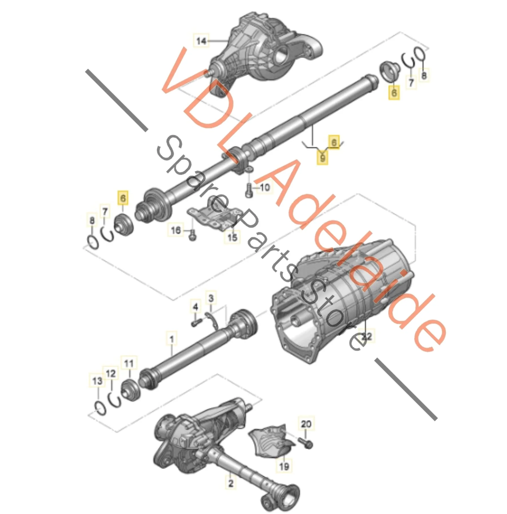 Audi Q7 V12 6.0L Cardan Propeller Tail Shaft 7L8521102K - Image 2