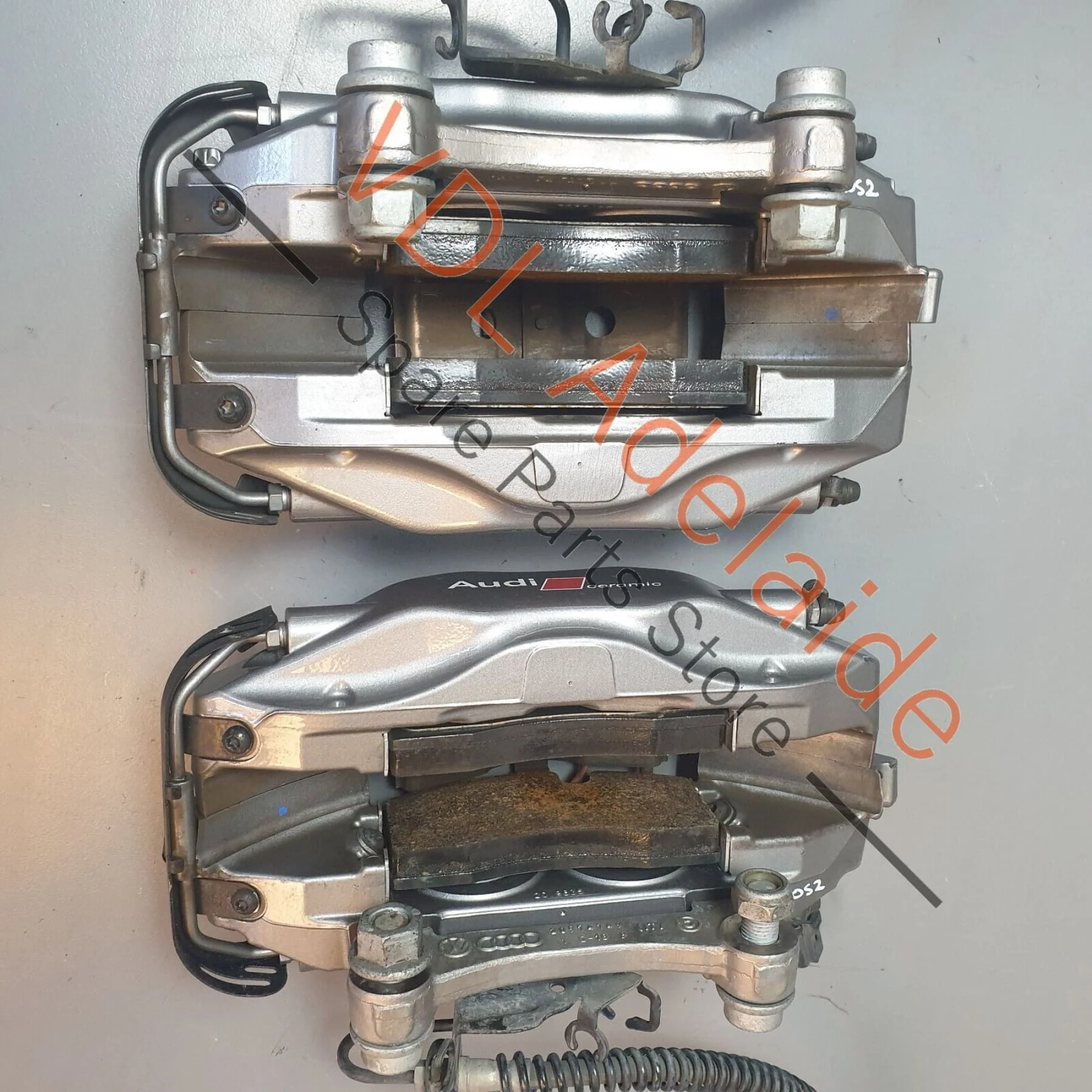 Audi Q7 6.0L V12 4L Pair of OEM Carbon Ceramic Brake Calipers 4 Piston Brembo - Image 7
