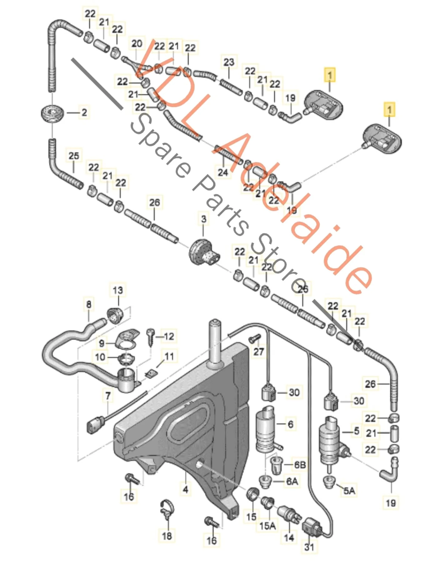 Audi Q7 Windscreen Washer Jet Heated Right Side RHS 4L0955988C 8J0955988G - Image 2