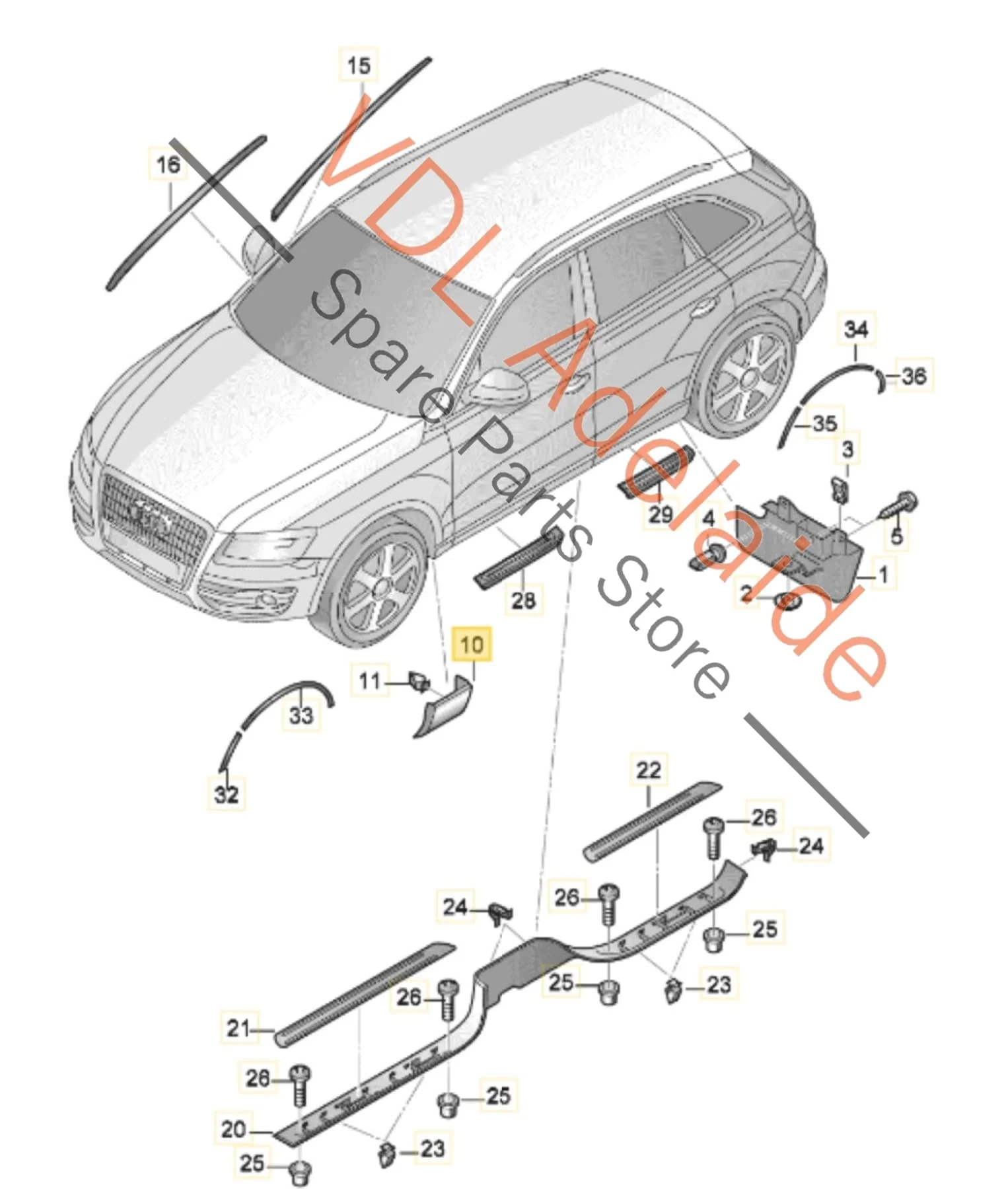 Audi Q7 Right Front Fender Lower Exterior Molding Flare Trim 4L0854960A 4L0854960B 2T2T Orca Black Metallic - Image 2