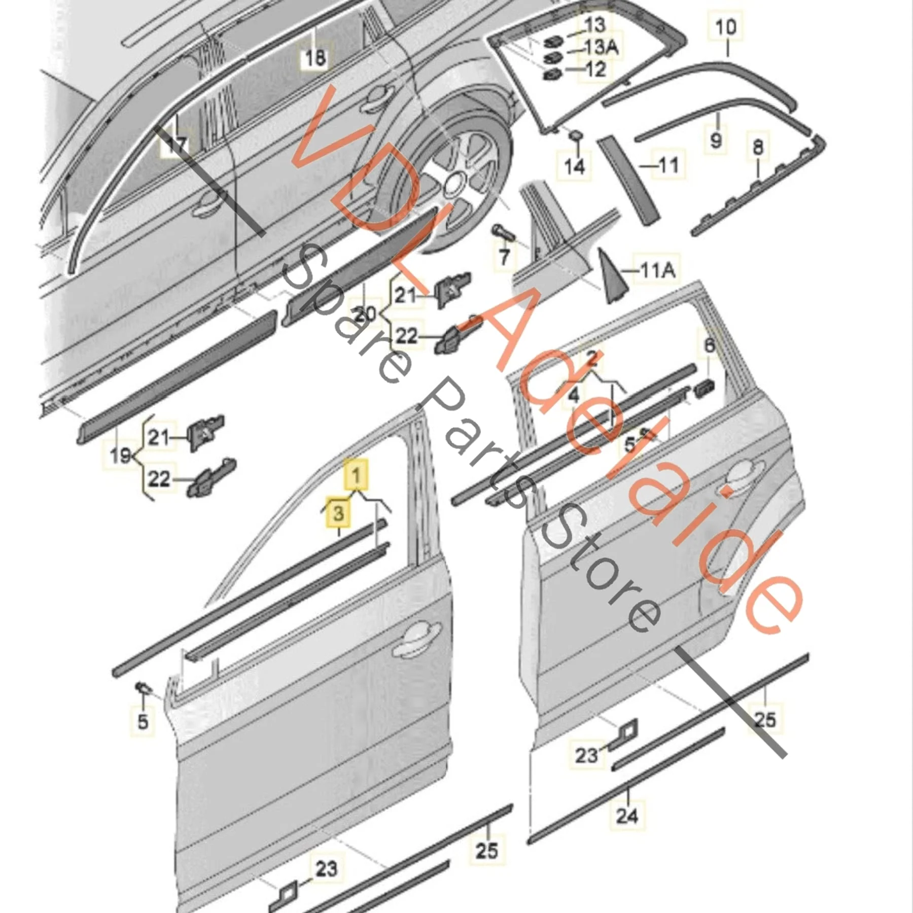 Audi Q7 4L Exterior Window Seal Strip Moulding Chrome Trim Left Front 4L0853283E 2ZZ - Image 2