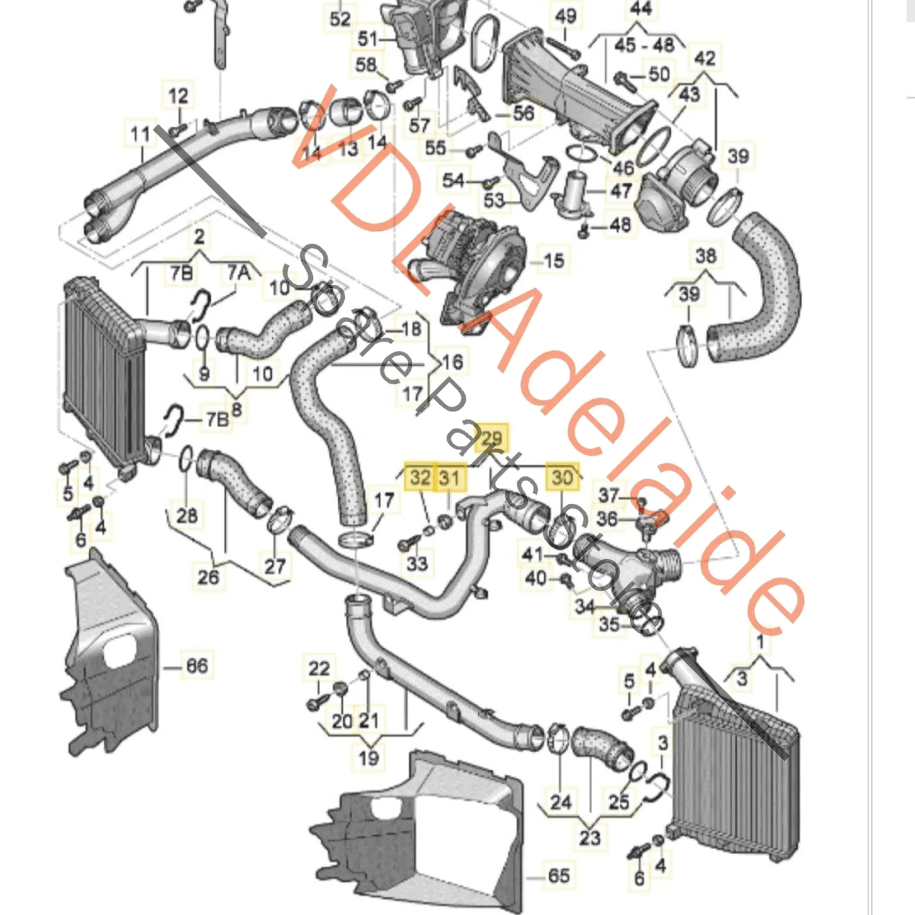 Audi Q7 3.0 TDI Intercooler Charge Air Pressure Pipe 7L6145795AE - Image 2