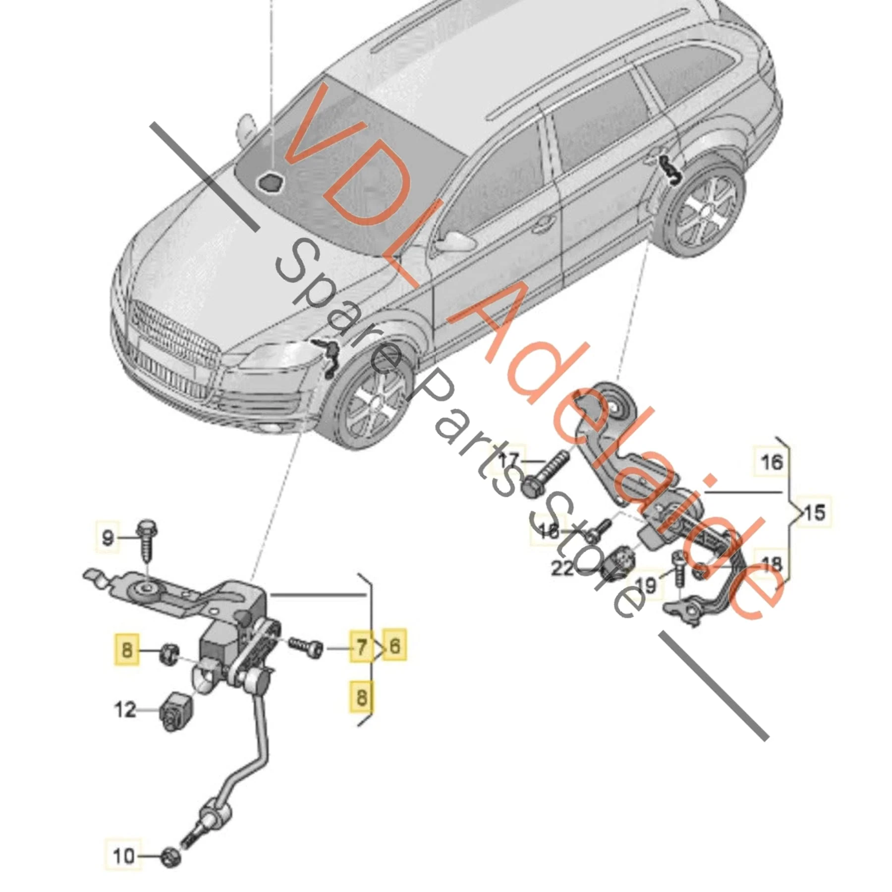 Audi Q7 4L Front Left Suspension Level Sensor 7L6616213 - Image 2