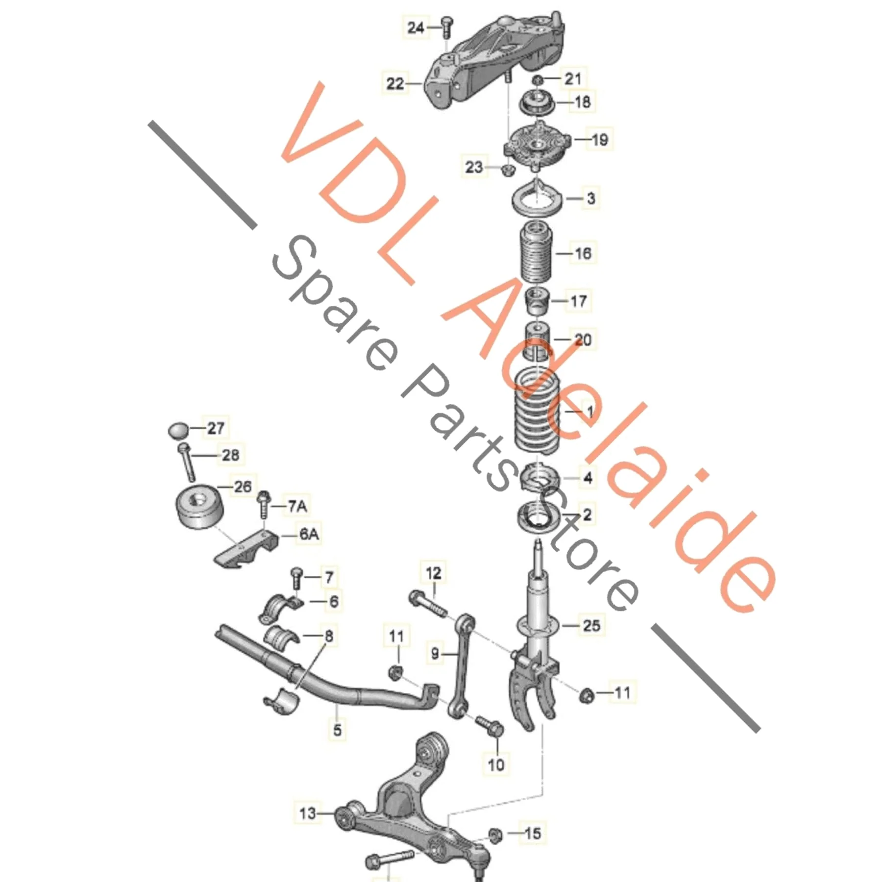 Audi Q7 Front Left Suspension Strut 7L8413031J Complete with Spring - Image 2