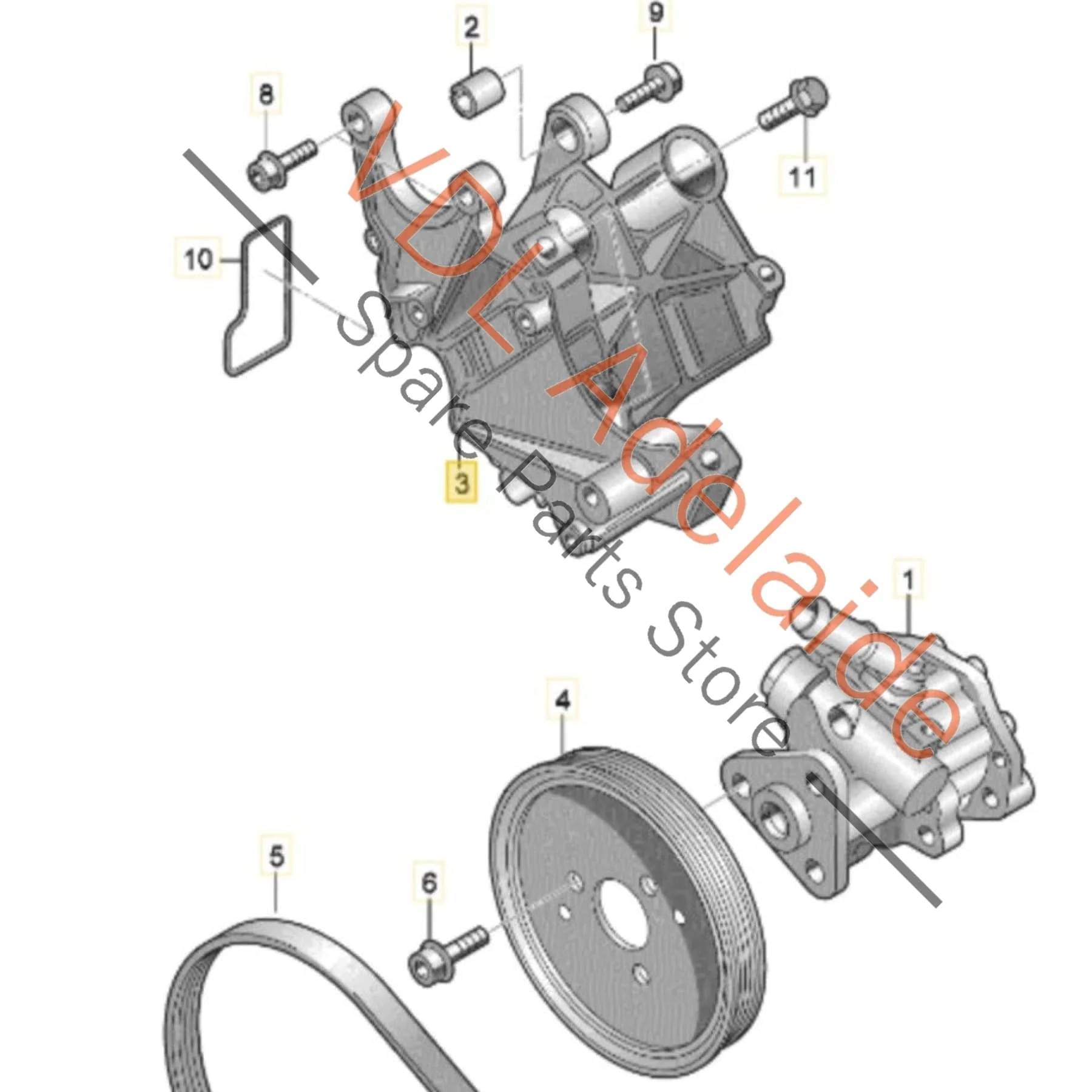 VW Audi V6 Tdi 3.0 Alloy Engine Bracket for Power Steering Vane Pump 059145167AM - Image 2