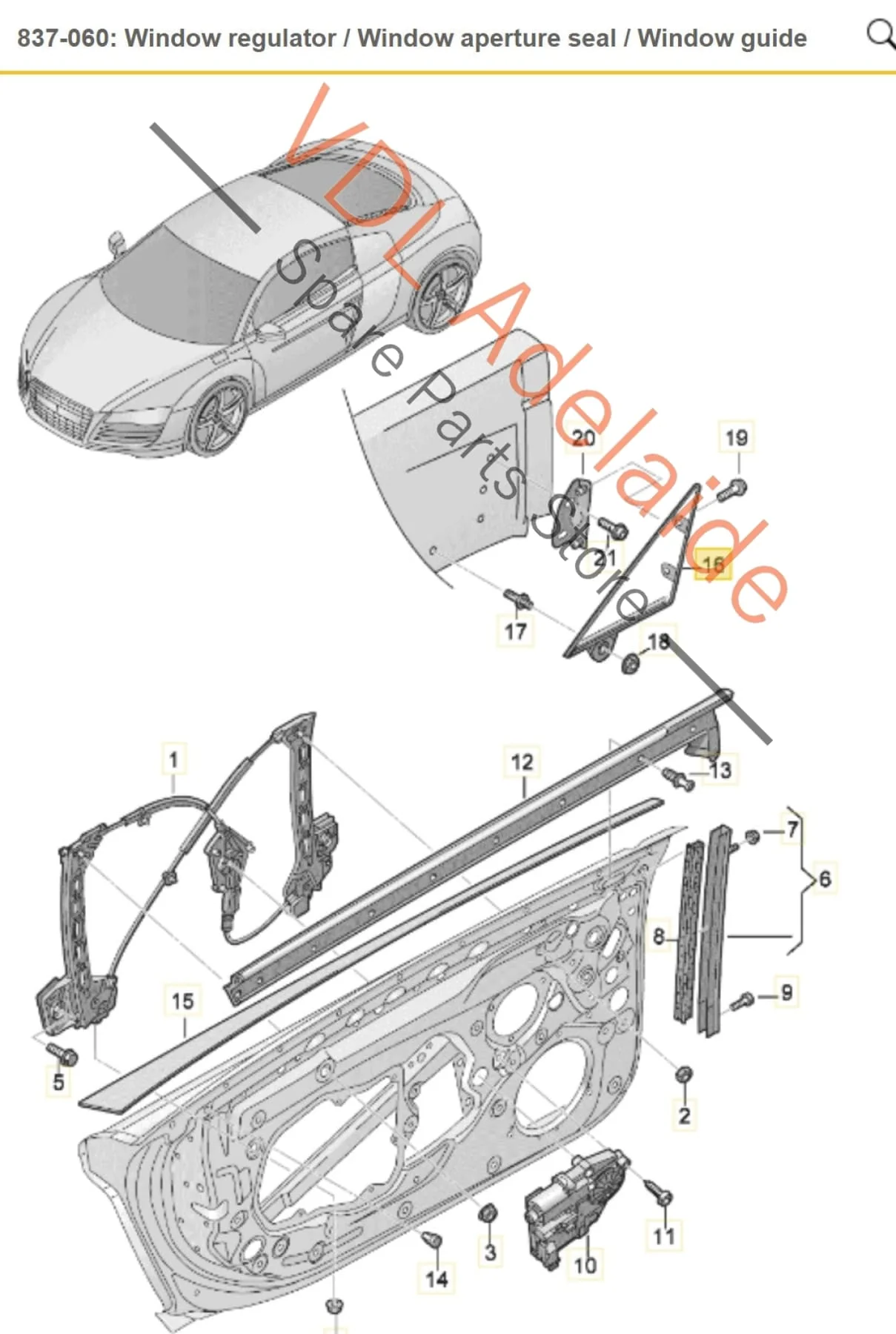 Audi R8 Left Front Upper Door Trim Corner Piece 420837633A - Image 4
