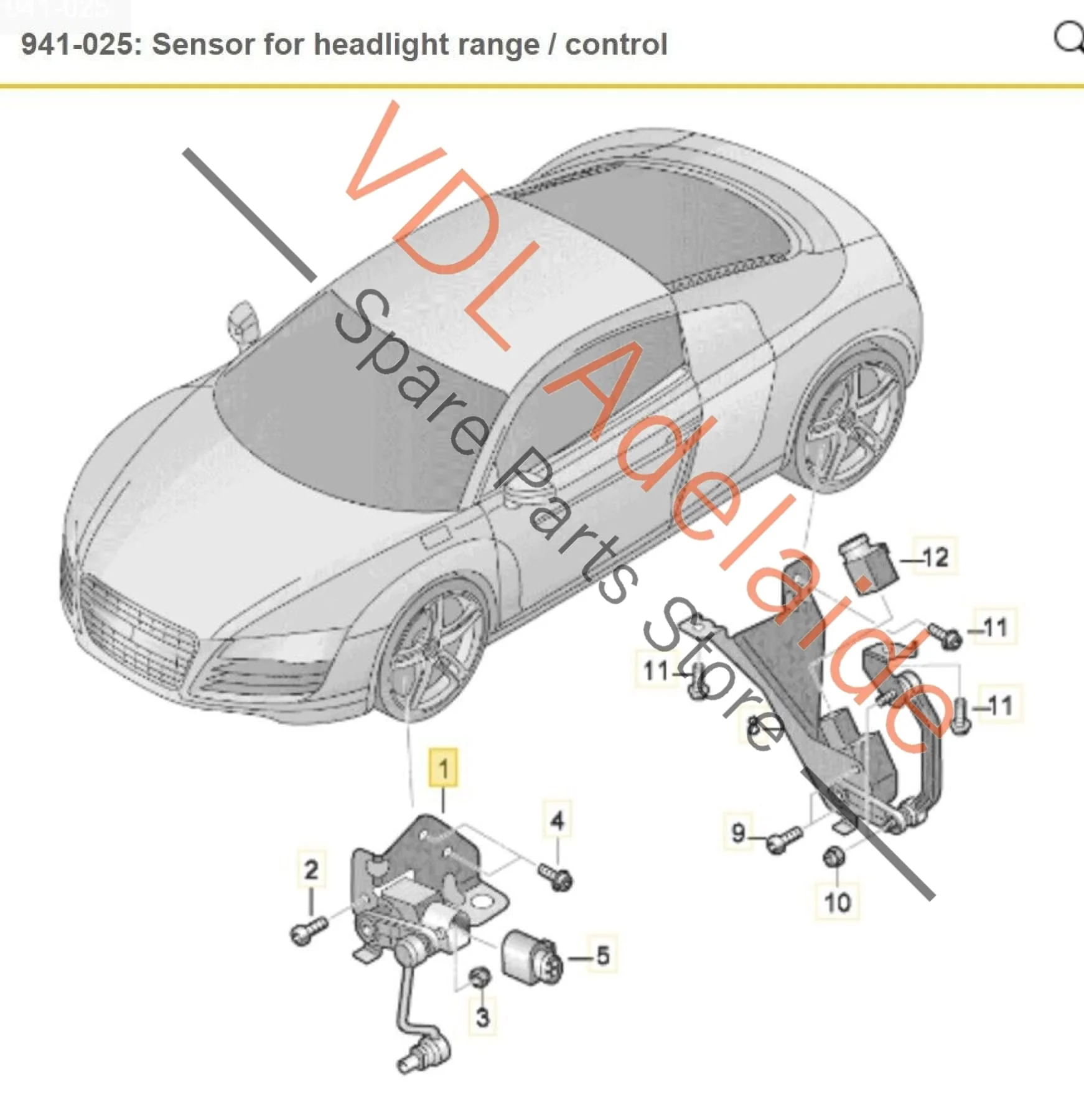 Audi R8 42 Front Left LHS Suspension Level Sensor 420941273E - Image 2