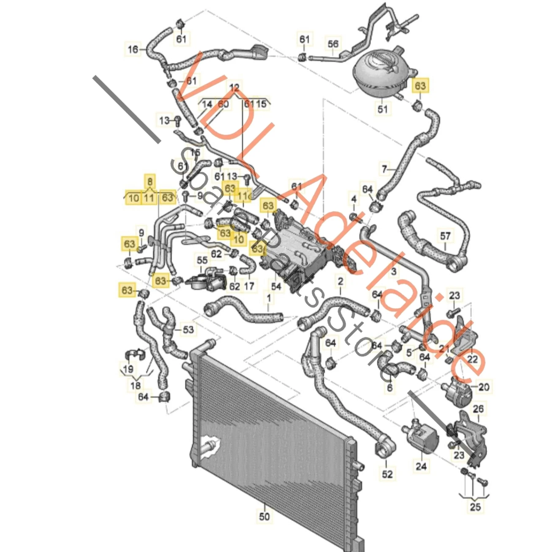 VW Golf MK7 7.5 Radiator Water Coolant Hose Pipe 04L121064G 04L122073B 5Q0122101S - Image 2